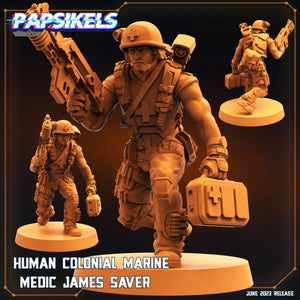 Aliens vs Humans: Colonial Marine Medic James Saver 32mm Miniature - Papsikels Sci-Fi Wargaming Figurine