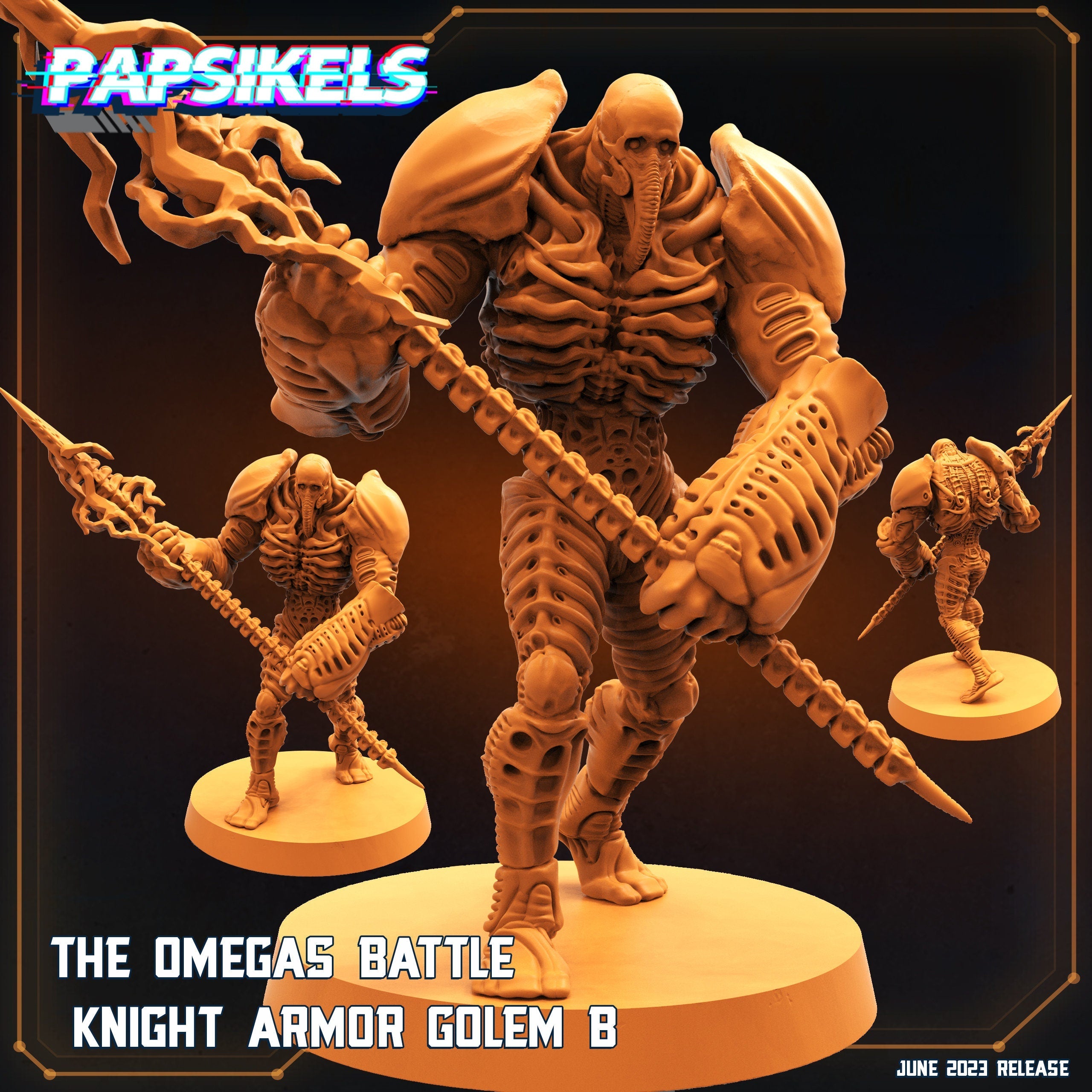 Alien vs Human Omega Battle Knight Armor Golem B Resin Miniature - 32mm Tabletop RPG Figurine