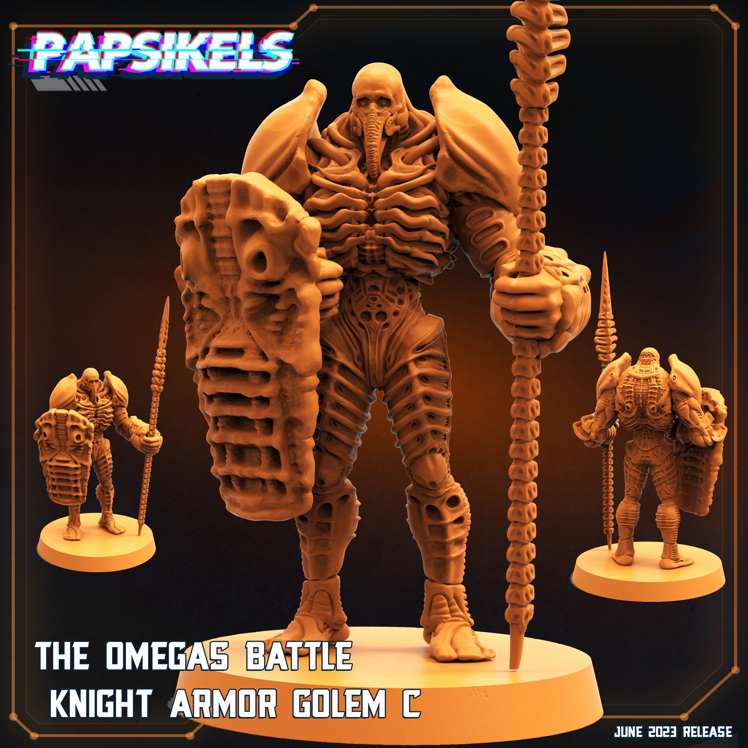 Alien vs Human Omega Battle Knight Armor Golem C Resin Miniature for Tabletop RPG - 32mm Papsikels