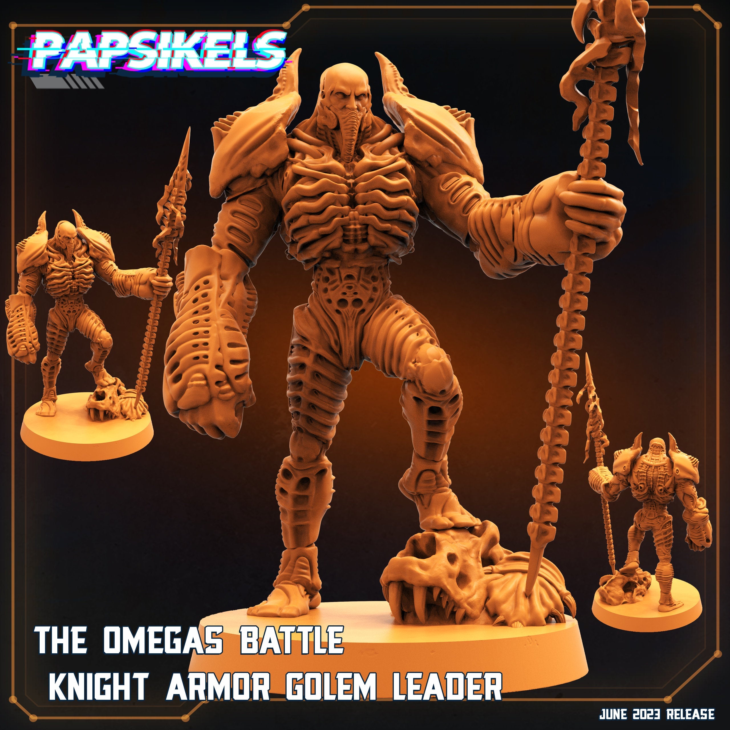 Omega Battle Knight Golem Leader: Aliens vs Humans 32mm Resin Miniature for Tabletop RPG