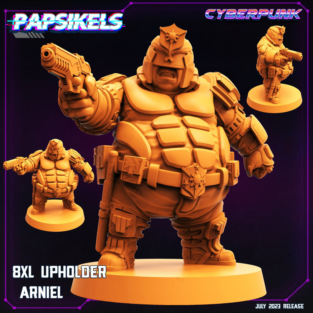 Cyberpunk Law Enforcer 32mm Miniature - Arniel Papsikels 8XL Upholder Figure for RPG and TTRPG Games