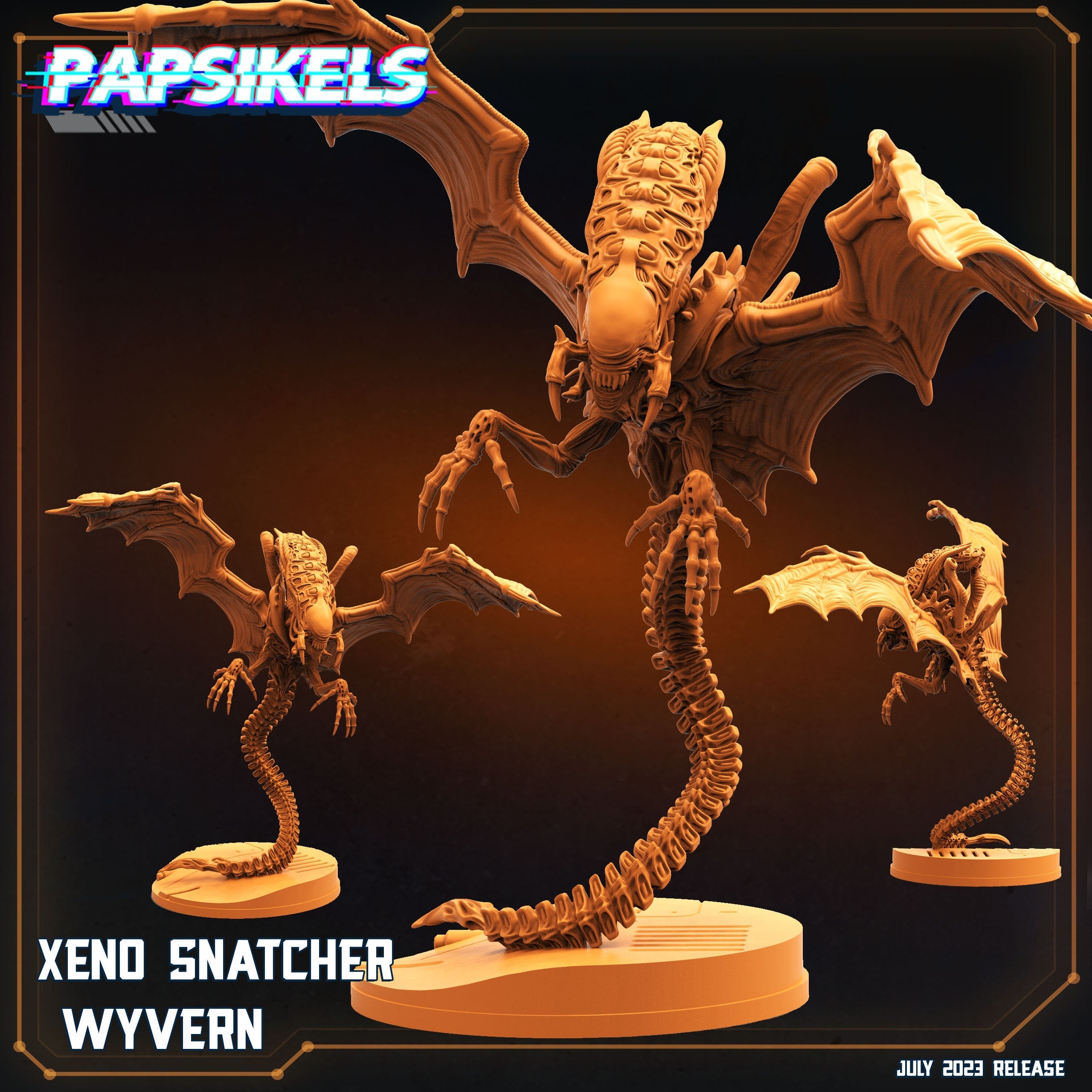 Xenowars Alien Snatcher Wyvern Miniature - Papsikels RPG Figurine for Tabletop Gaming