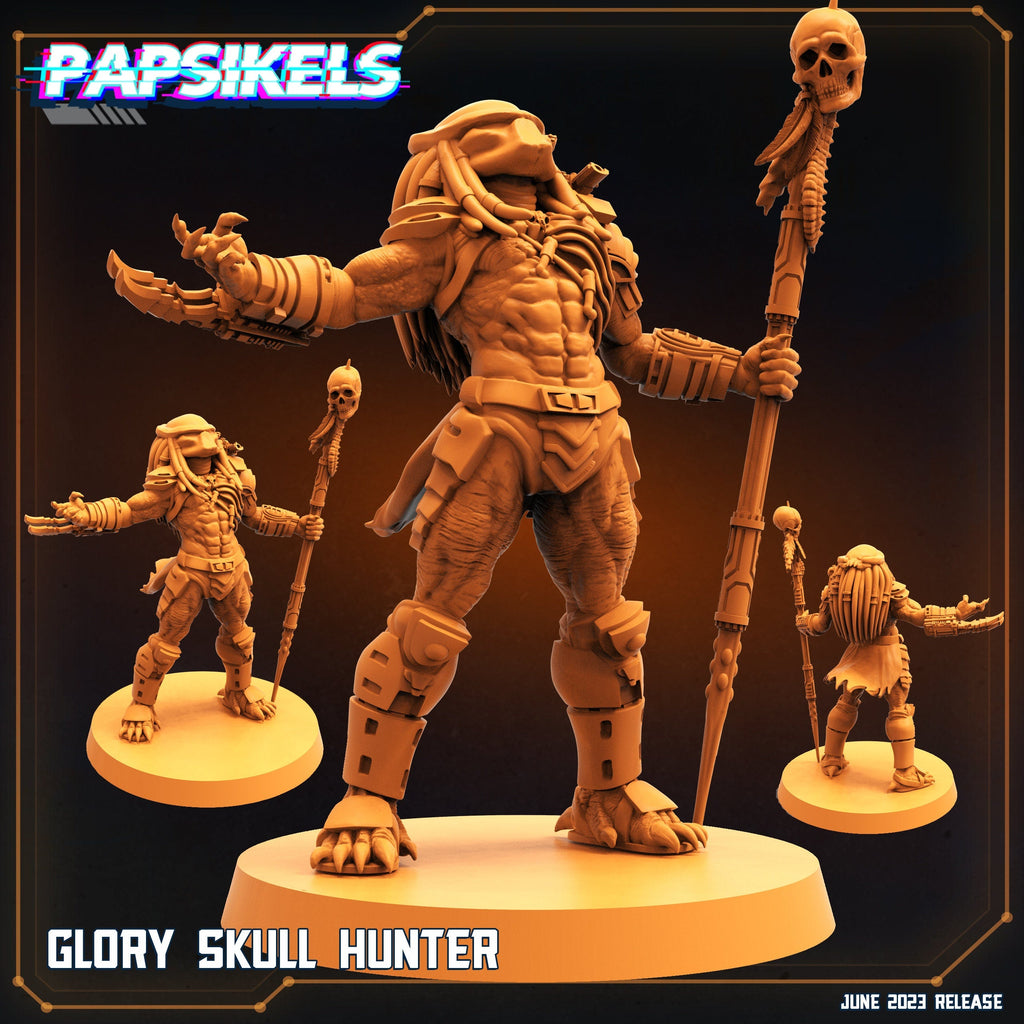 Glory Skull Hunter: 32mm Fantasy Resin Miniature for Tabletop RPG - Papsikels Predator Figure