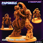 Asura Prime Unleashed Cyberpunk Miniature with Base - Sculpted by Papsikels for RPG & Wargaming