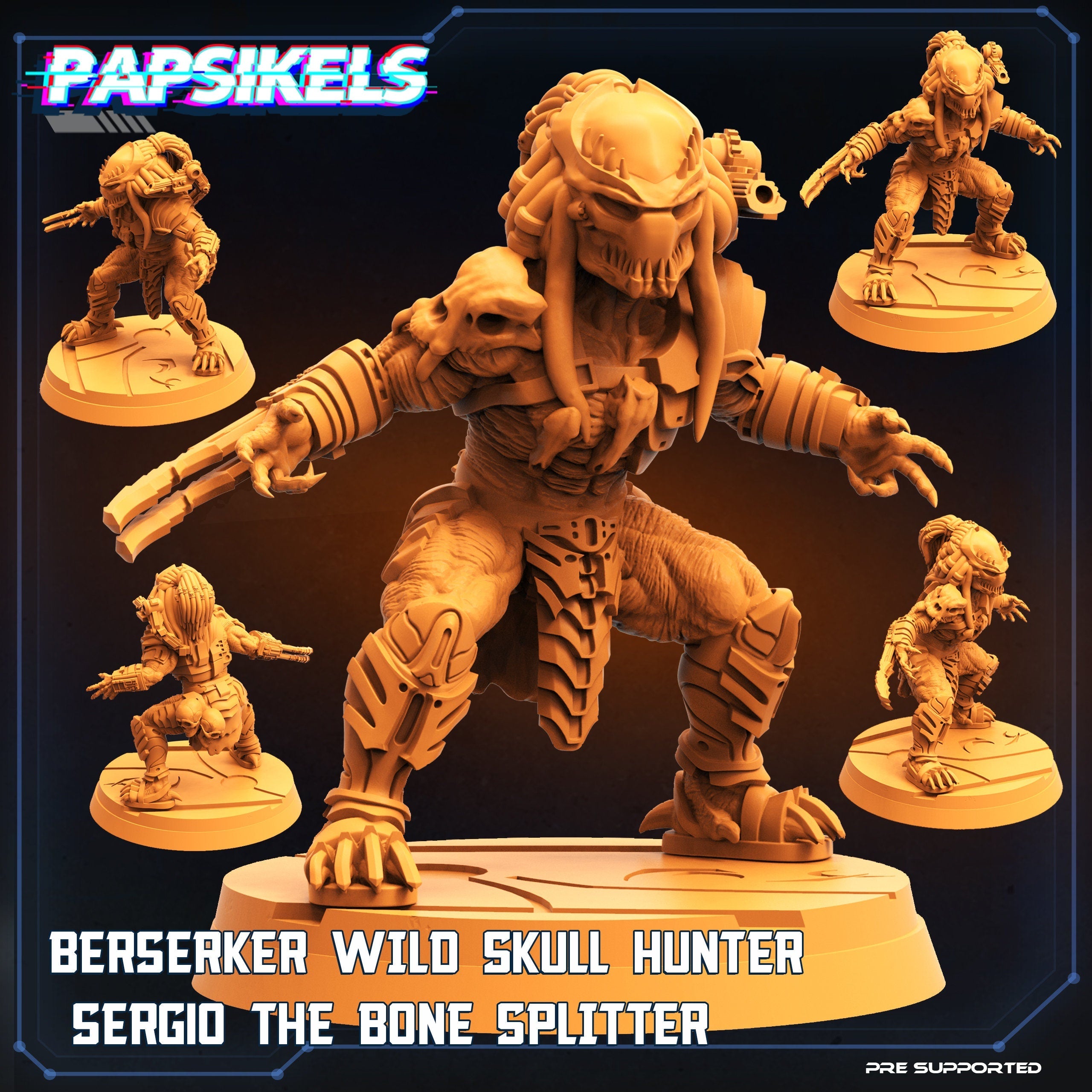 Berserker Skull Hunter Sergio The Bonesplitter Miniature - 32mm Resin Tabletop Figure for RPG & Wargaming