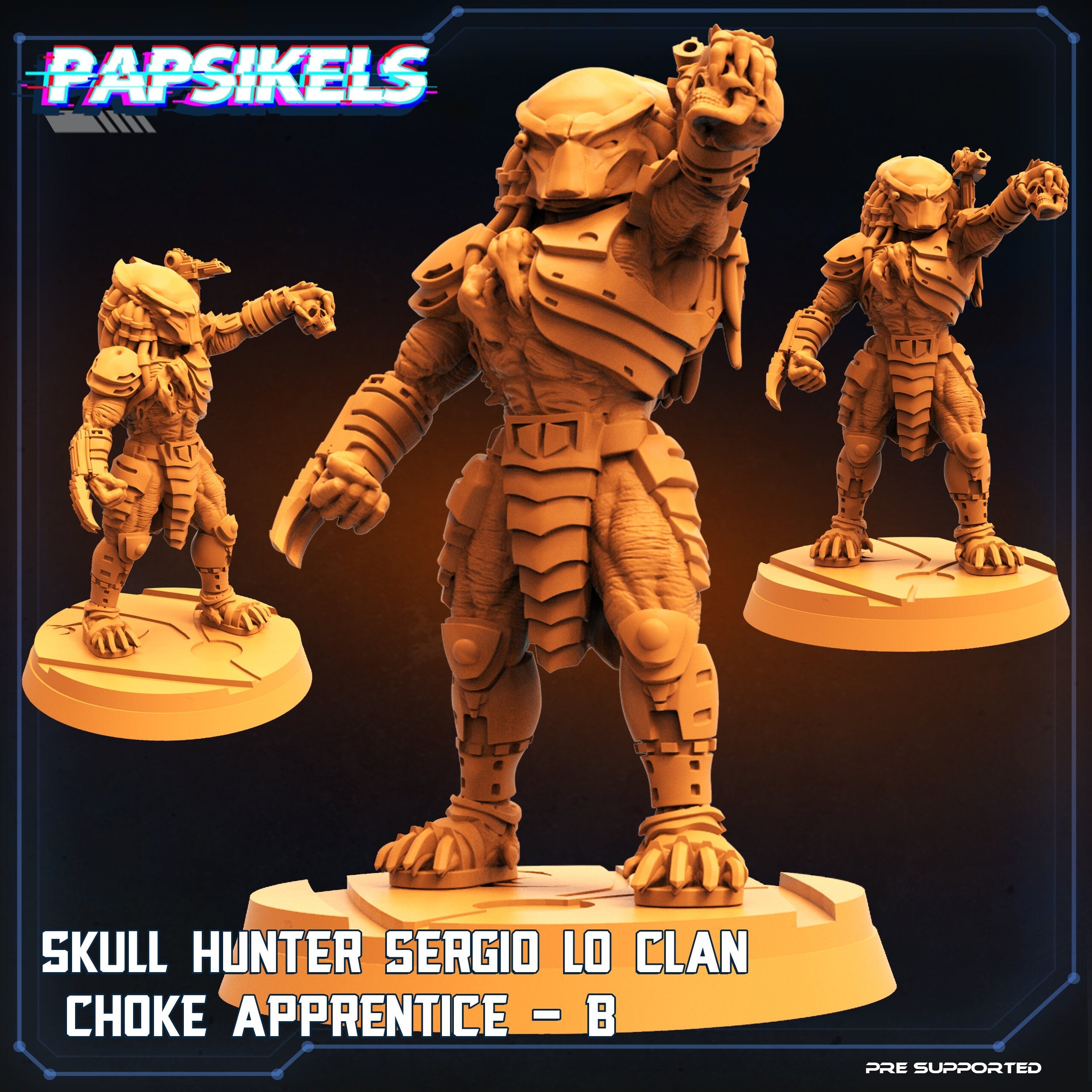 Skull Hunters 32mm Resin Miniature - Sergio Lo Clan Papsikels Tabletop RPG Figurine for Predator-Themed Games