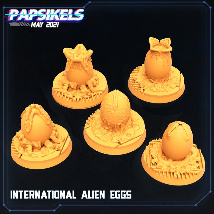 Xenomorph International Egg Miniatures: Set of 5 Papsikels 32mm Models for Alien RPG, Predator & Sci-Fi Gaming