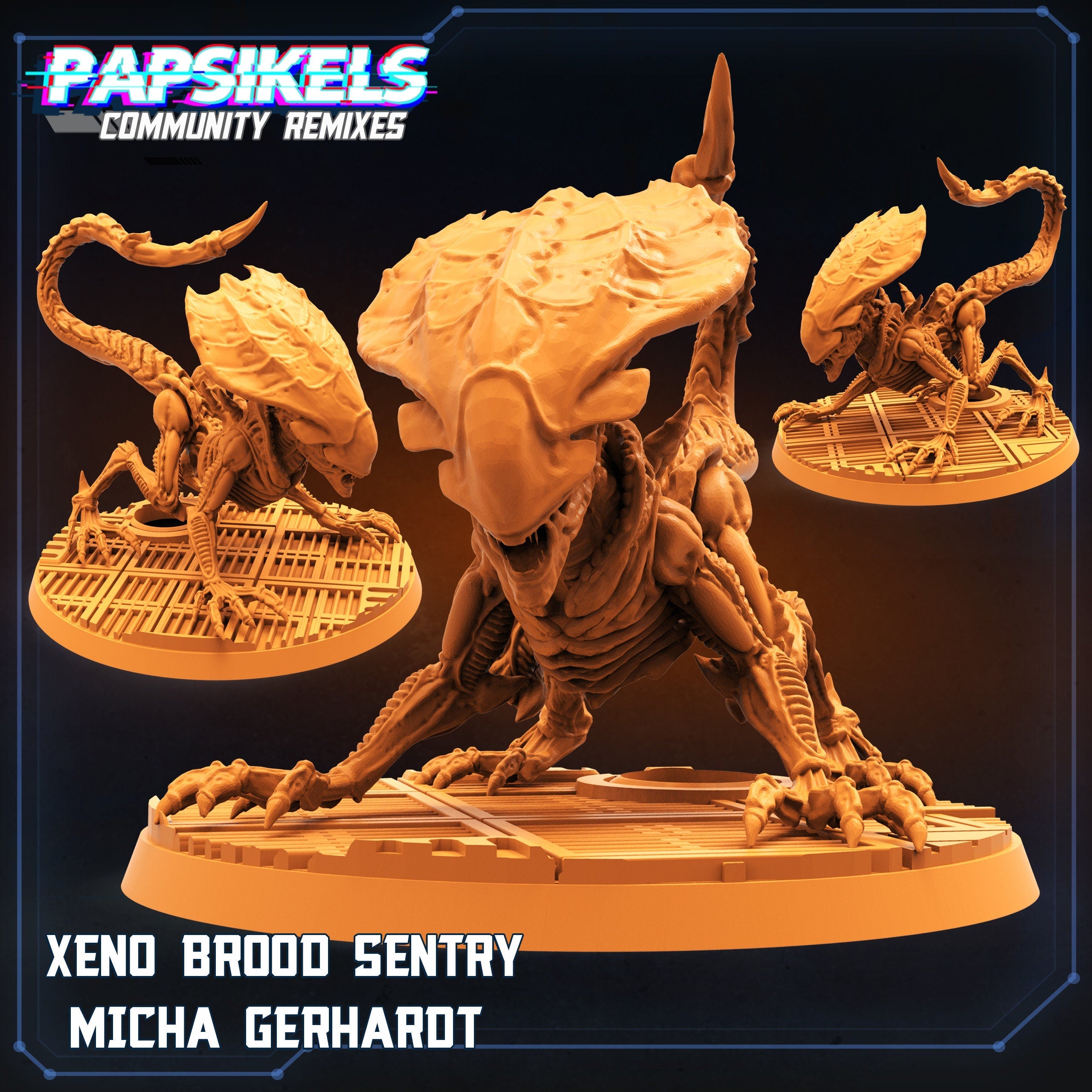 Alien Brood Sentry Miniature by Micha Gerhardt - Papsikels Xenomorph Figure for RPG and Tabletop Gaming