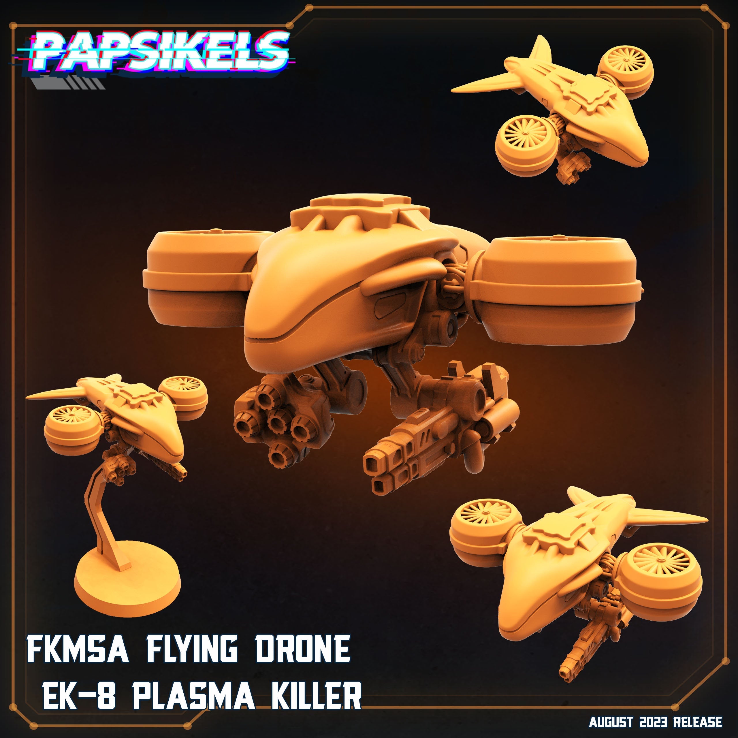 Xenowars Genesis FKSMA Flying Drone E-8 Plasma Killer - 32mm Sci-Fi Resin Miniature for Tabletop RPG