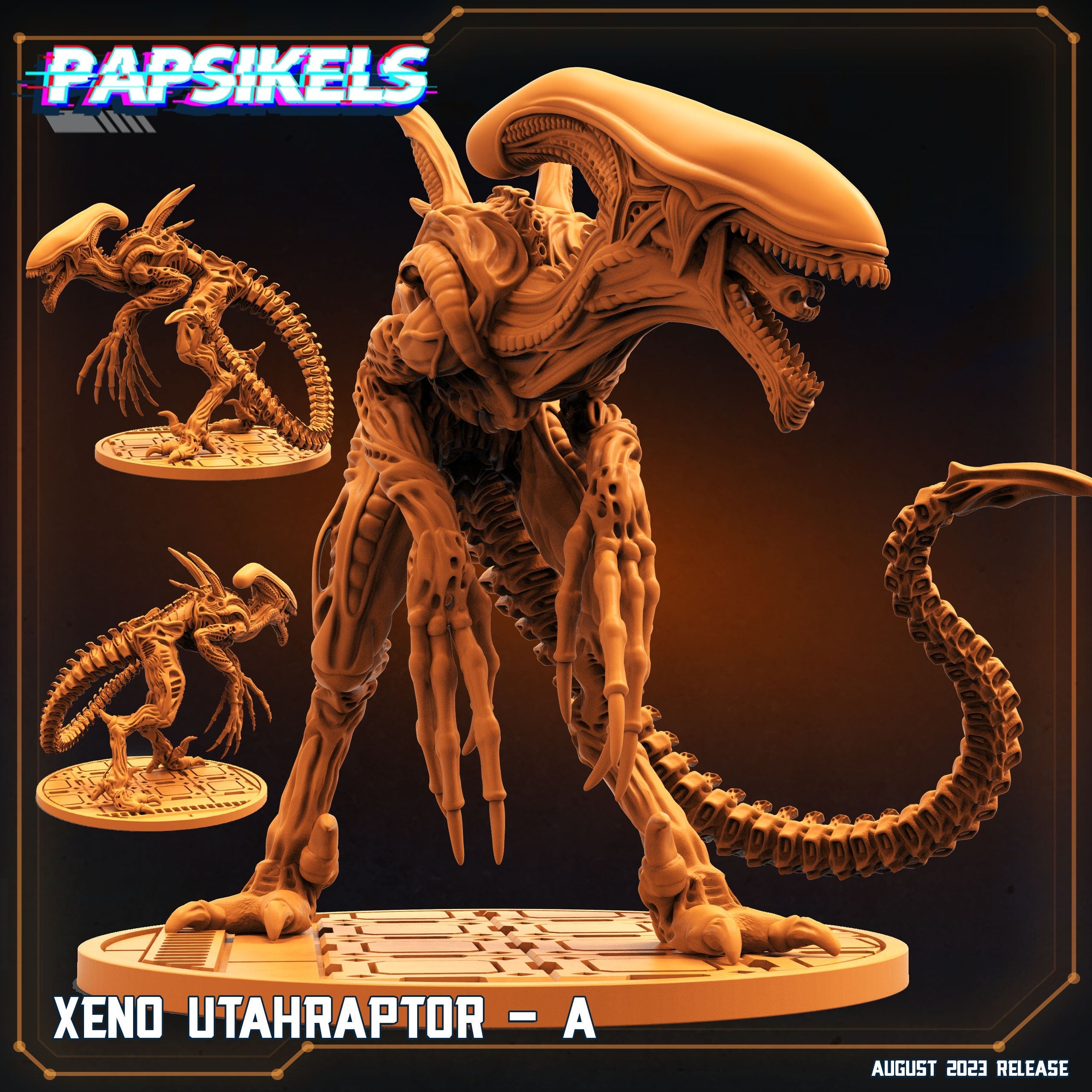 Xenowars Genesis - Xeno Utah Raptor Alien Dinosaur, Papsikels, Resin Miniature - Tabletop miniature - Sci-Fi Miniature - 32mm