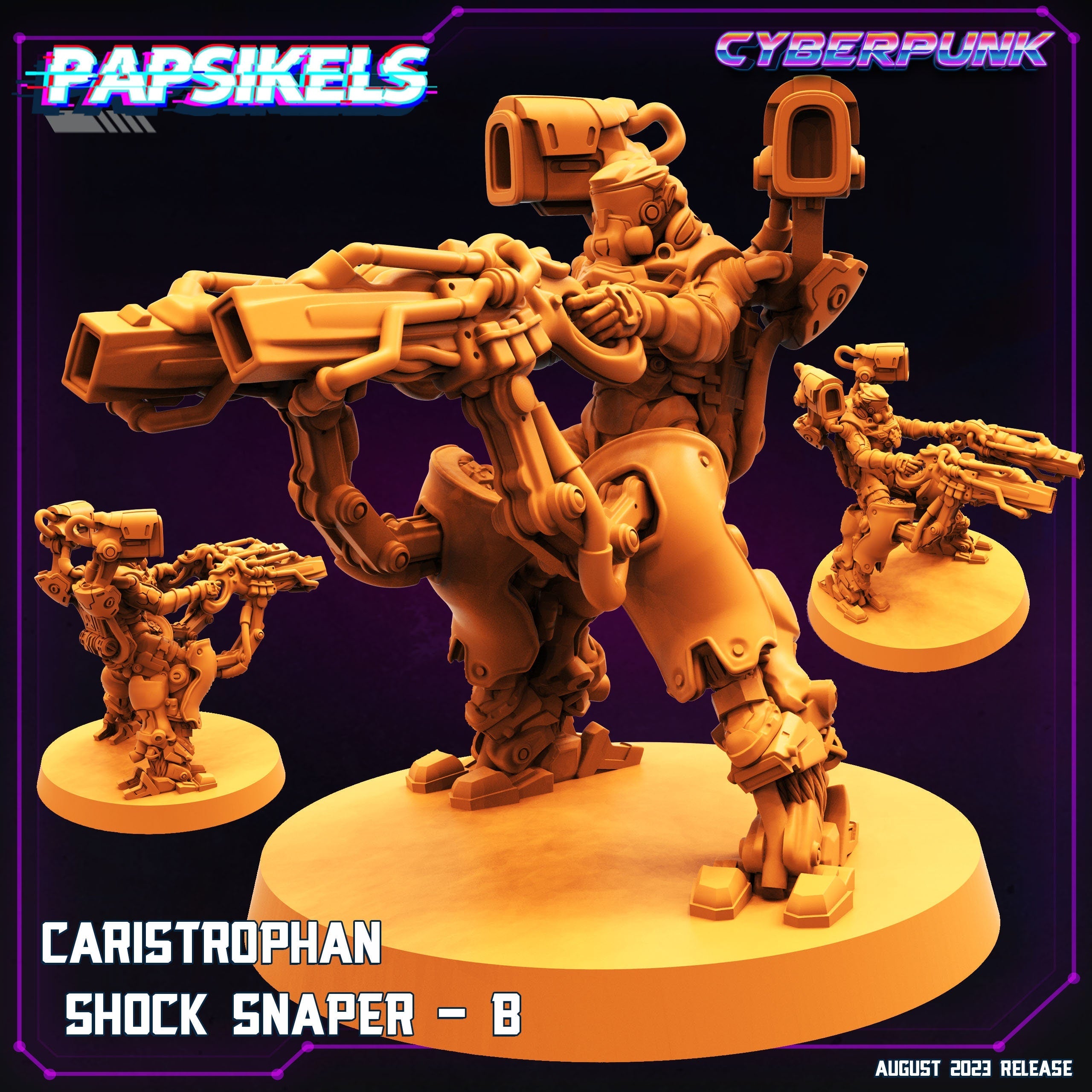 Cyberpunk Caristrophan Shock Snaper Sniper Squad 32mm Miniatures for RPG and Tabletop Gaming