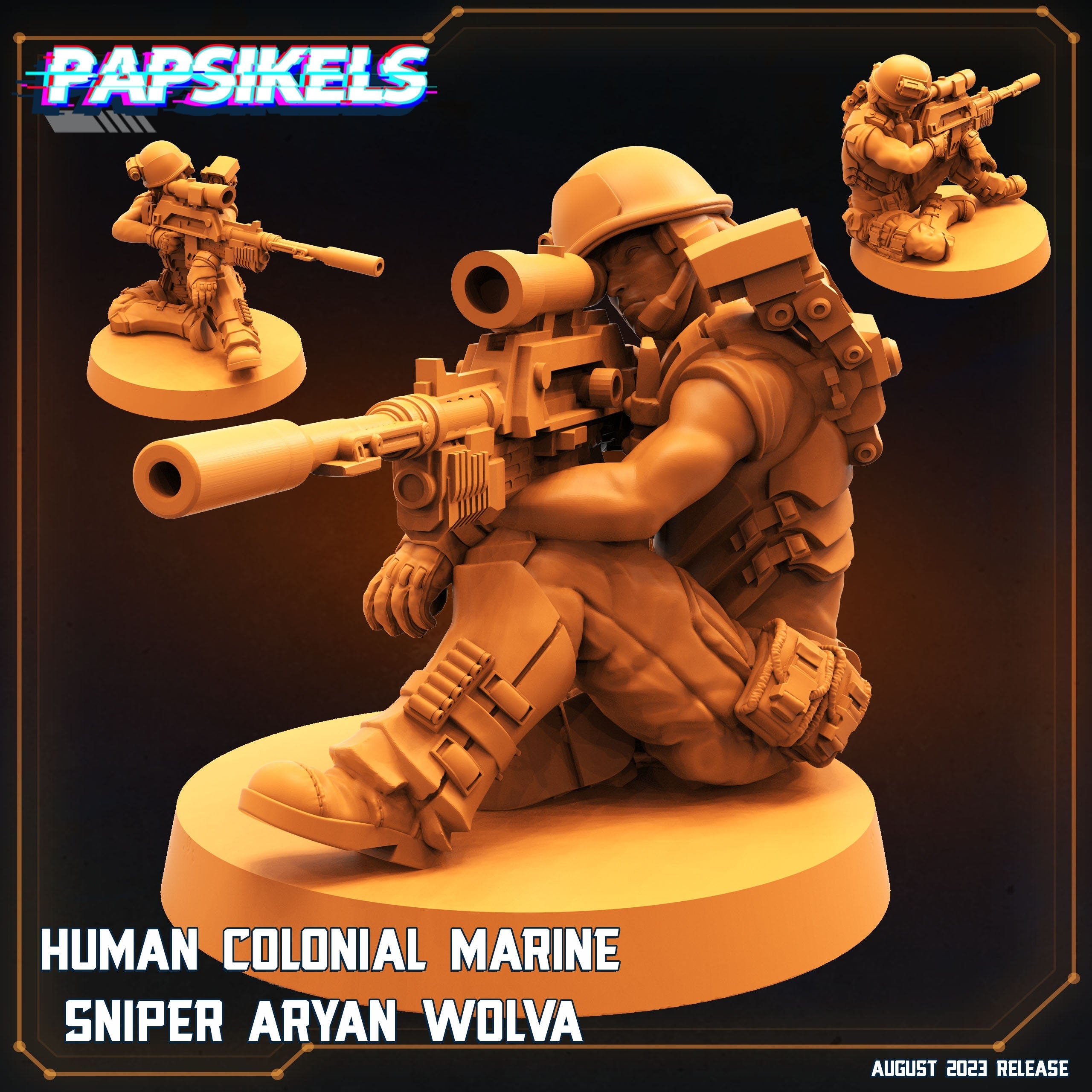 XenoWars Genesis Colonial Marine Sniper Aryan Wolva Miniature - 32mm Sci-Fi Tabletop Resin Figure by Papsikels