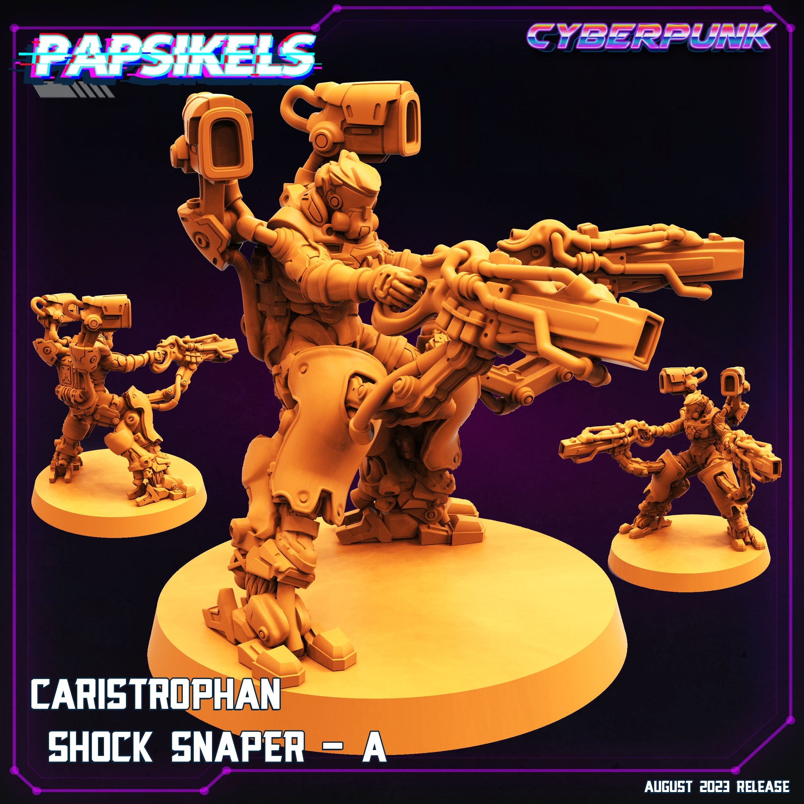 Cyberpunk Caristrophan Shock Snaper Sniper Squad 32mm Miniatures for RPG and Tabletop Gaming