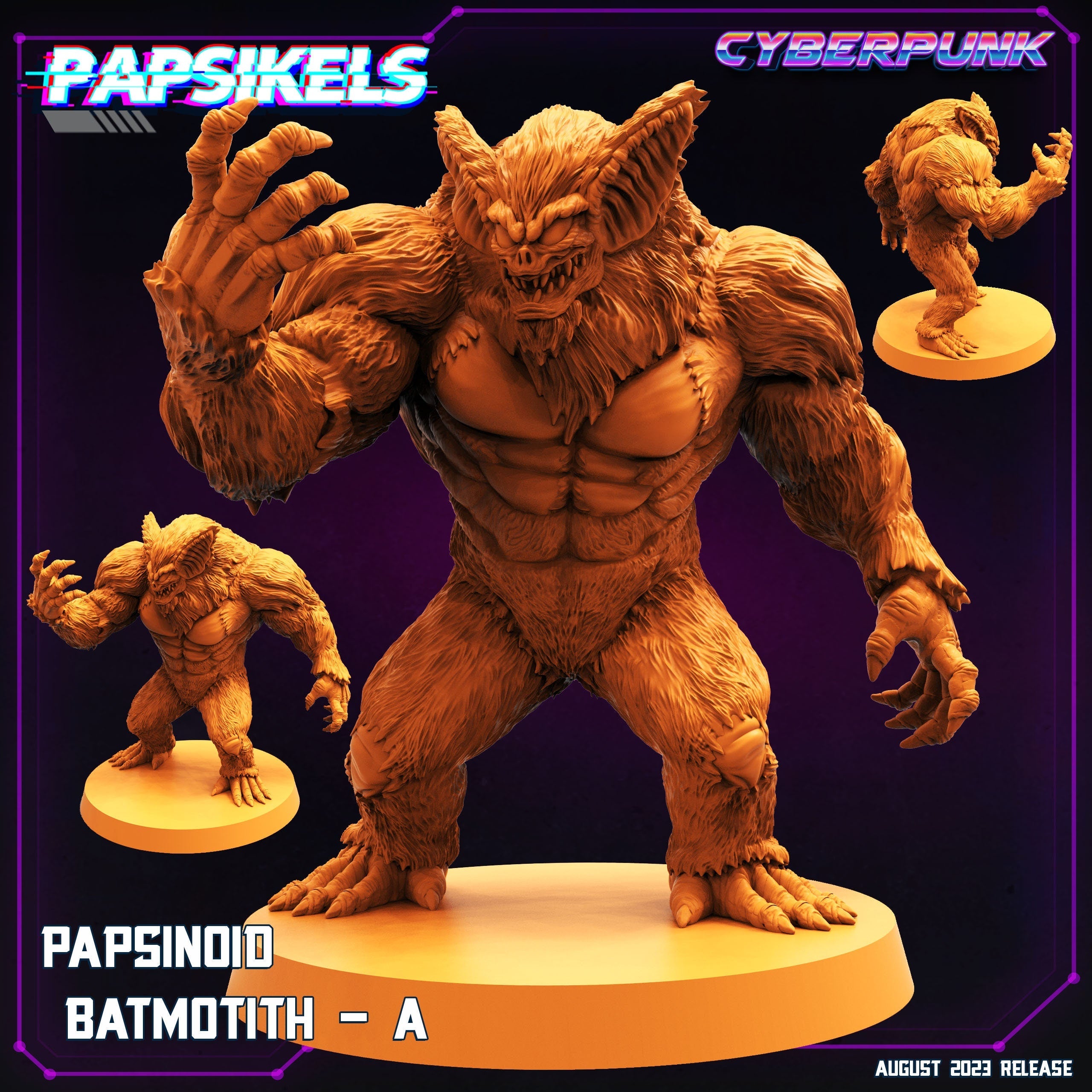 Cyberpunk Batmotiths Zoanoid Miniature: 32mm Guyver-Inspired Papsinoid Figure for RPG & Anime Fans