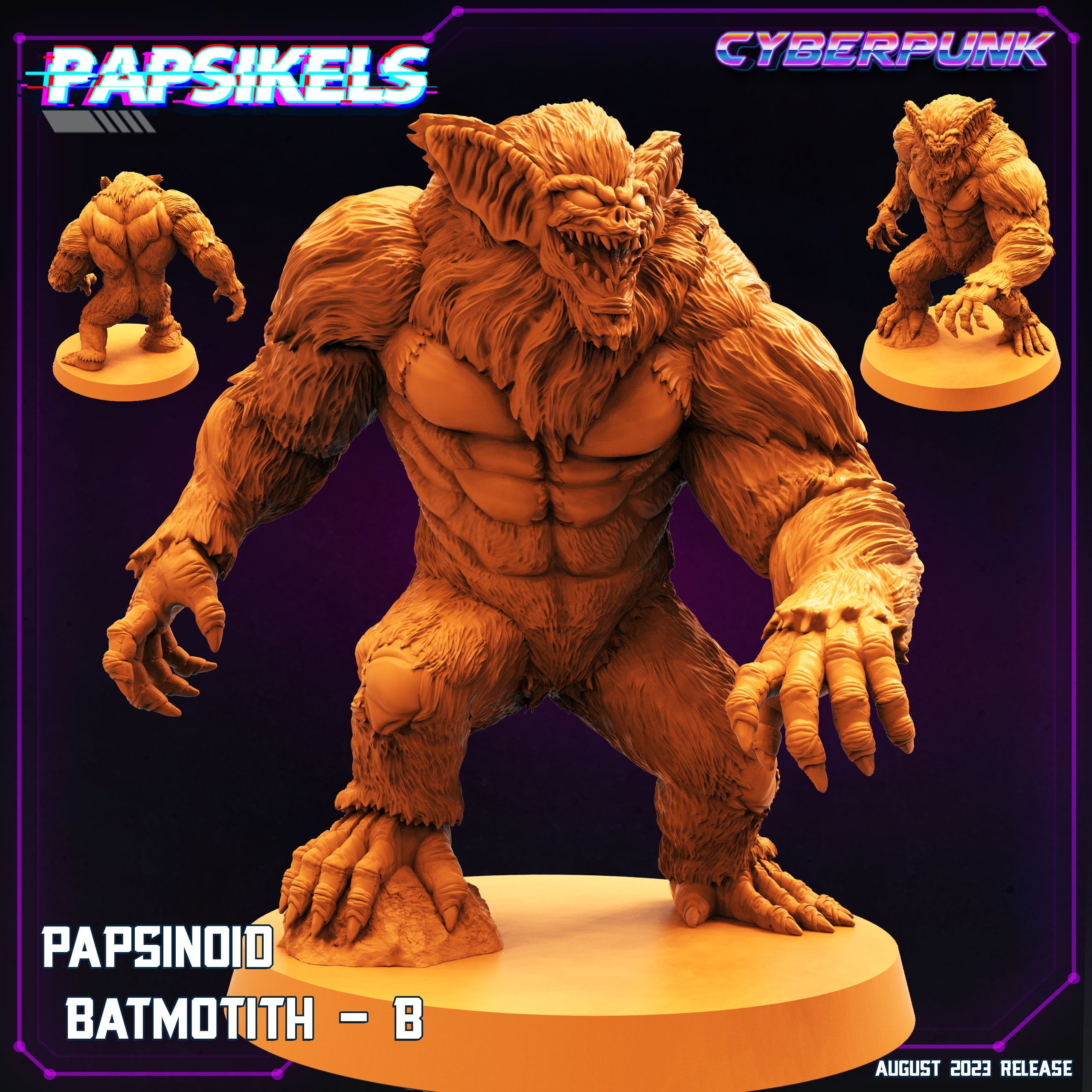 Cyberpunk Batmotiths Zoanoid Miniature: 32mm Guyver-Inspired Papsinoid Figure for RPG & Anime Fans