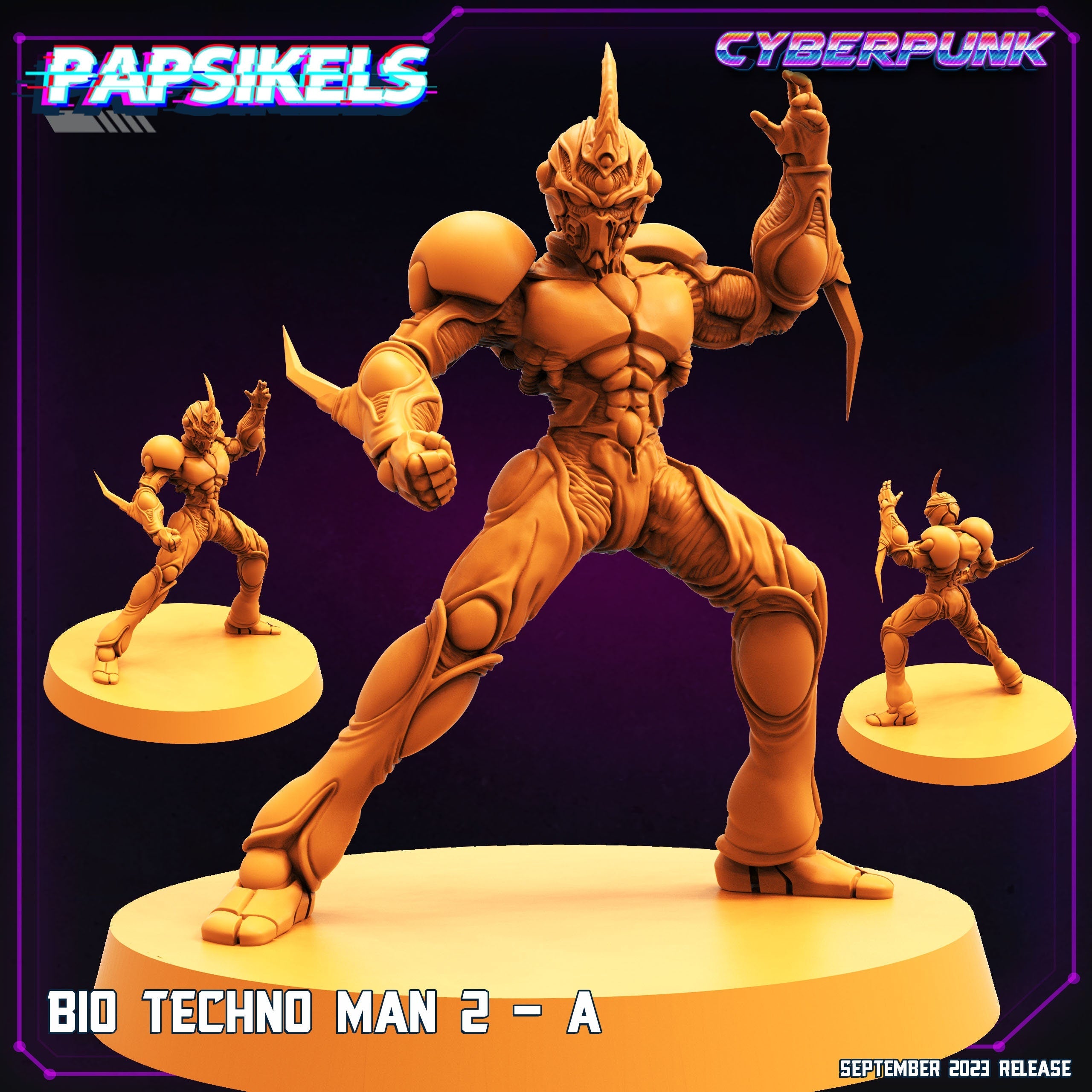Guyver-Inspired Cyberpunk Bio-Techno Man 2 Warrior Miniature - 32mm Scale RPG Gaming Figure