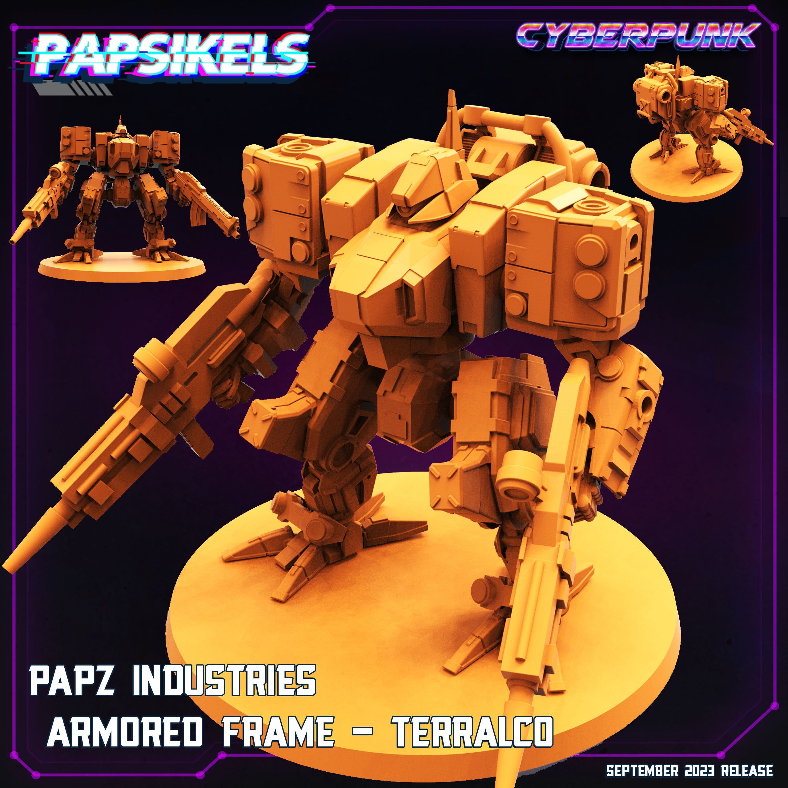 Terralco Armored Frame: Cyberpunk Miniature Sculpture for Wargaming, RPG & TTRPG by Papz Industries
