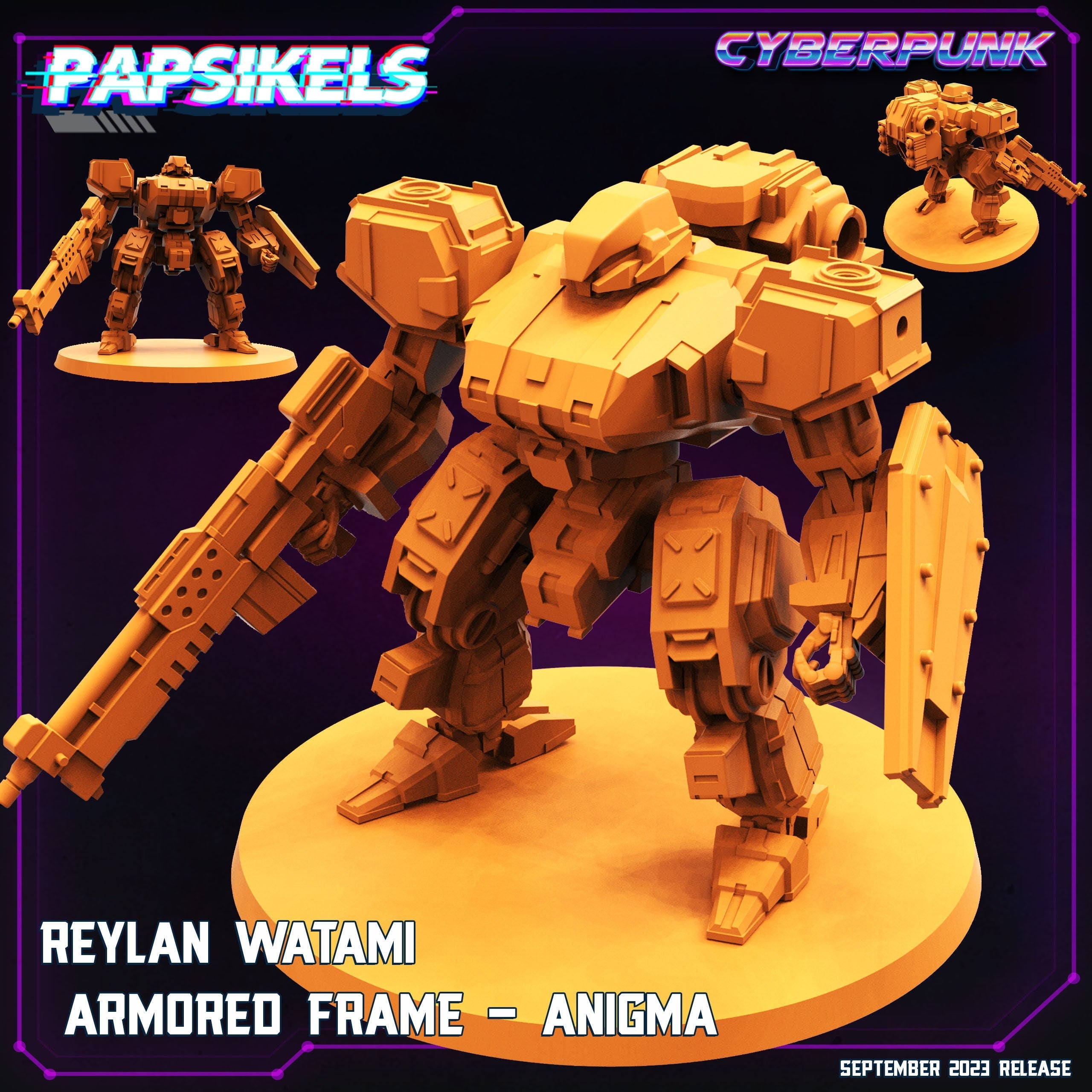 Cyberpunk Armored Frame Miniature - Reylan Wutami Anigma Sculpt for Wargaming and Tabletop RPG