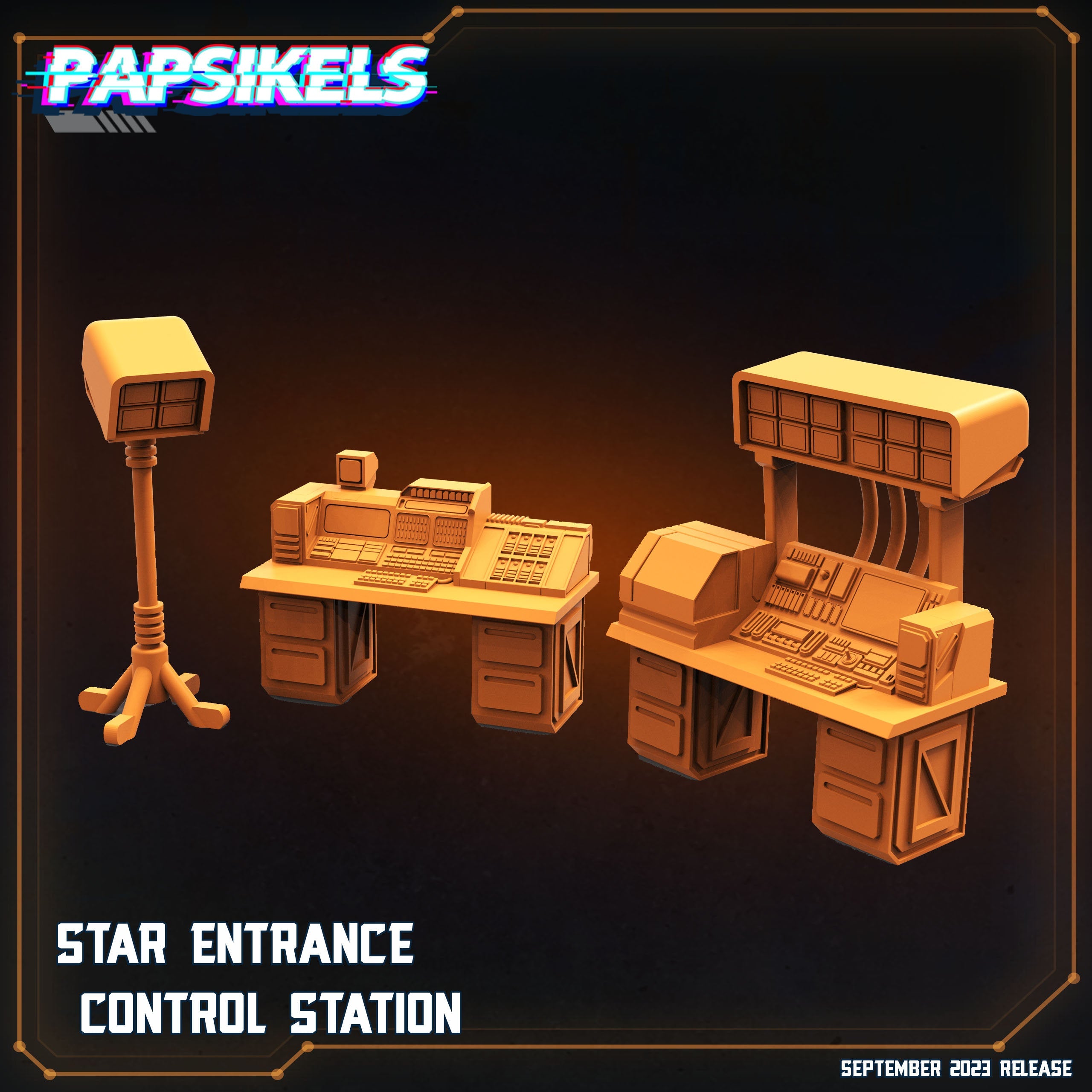 Alien vs Human Star Entrance Control Station - 32mm Papsikels Miniature for RPG and Xenowars