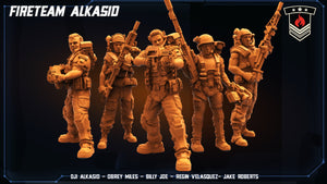 Alien vs Human Fire Team Alkasid: 32mm Papsikels Miniatures for Sci-Fi RPG & Tabletop Gaming