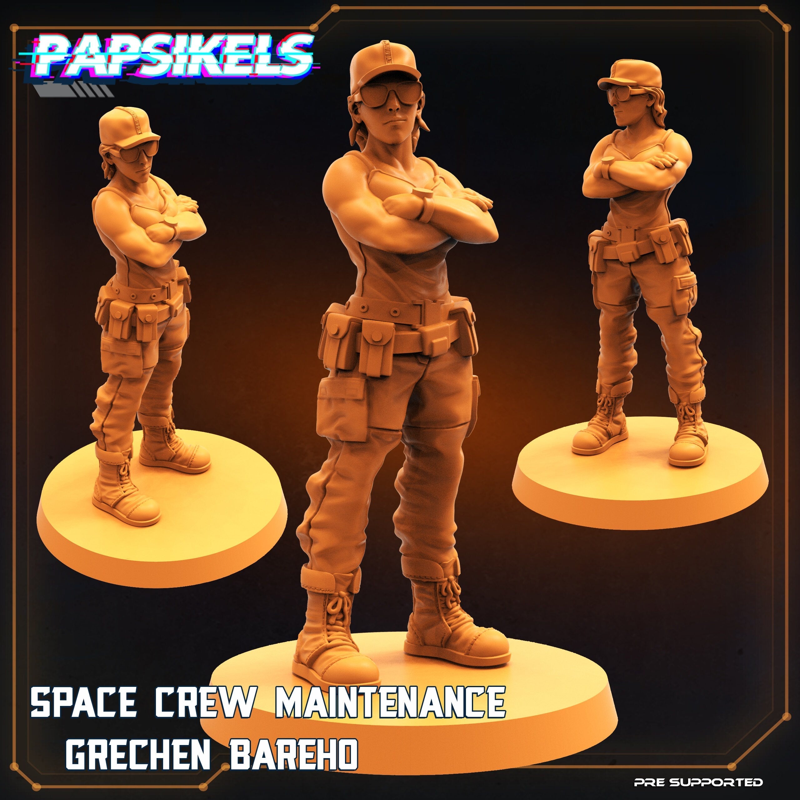 Sci-Fi Alien vs Human Space Crew Miniature - 28mm/32mm Grechen Figure for Tabletop RPG