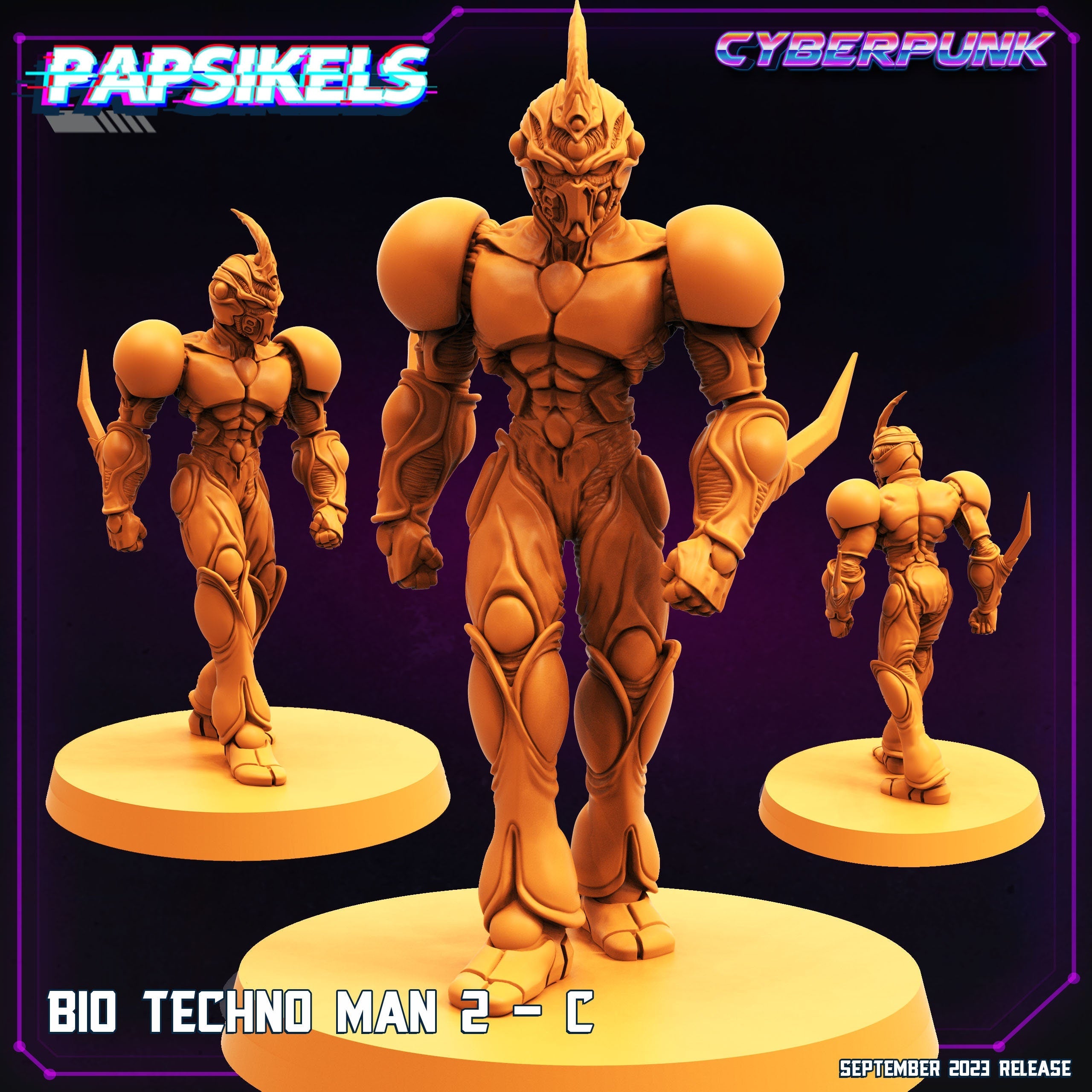 Guyver-Inspired Cyberpunk Bio-Techno Man 2 Warrior Miniature - 32mm Scale RPG Gaming Figure