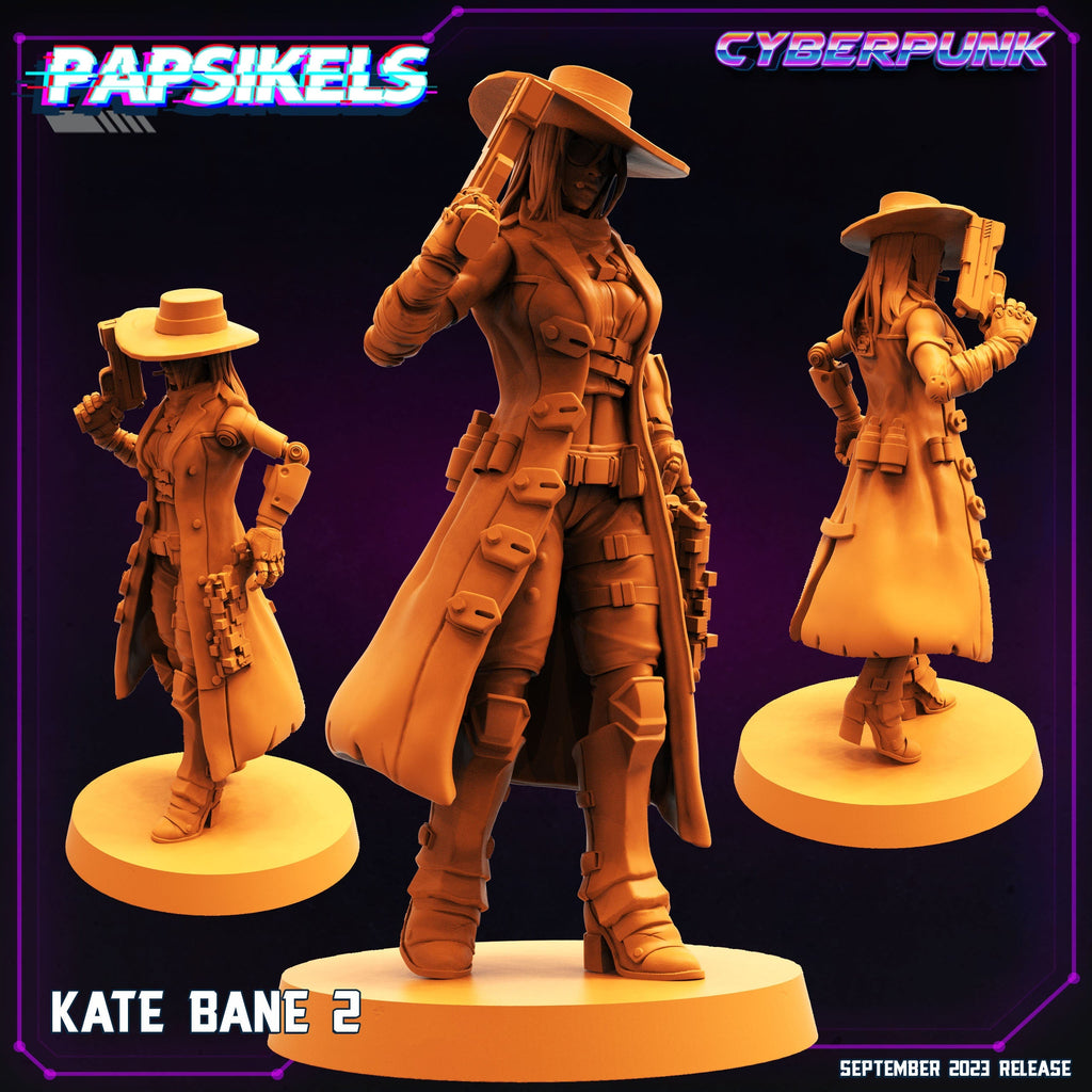 Cyberpunk Kate Bane 32mm Miniature - Papsikels RPG Anime Tabletop Gaming Figure