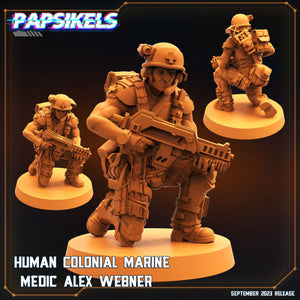 Aliens vs Humans: Colonial Marine Medic Alex Webner 32mm Miniature - Papsikels Sci-Fi RPG Figurine