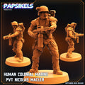 32mm Alien vs Human Colonial Marine Pvt Nicolas Macler Miniature by Papsikels for RPG & Tabletop Gaming