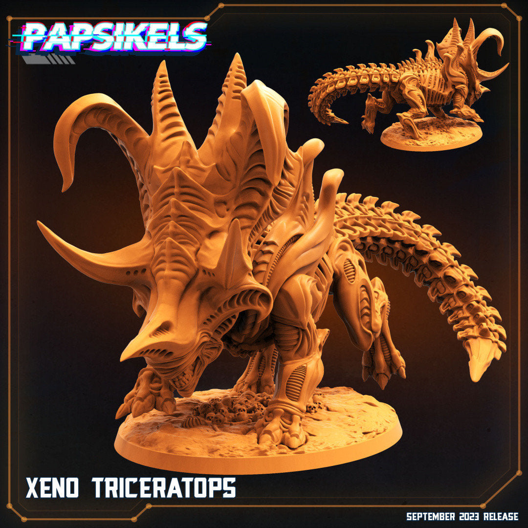 Xenowars  Xeno Triceratops Resin Miniature - Papsikels Alien-Inspired Dinosaur for TTRPG Tabletop Gaming