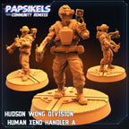 Hudson Wong: Colonial Marine Xeno Handler - 32mm Aliens vs Humans Miniature by Papsikels