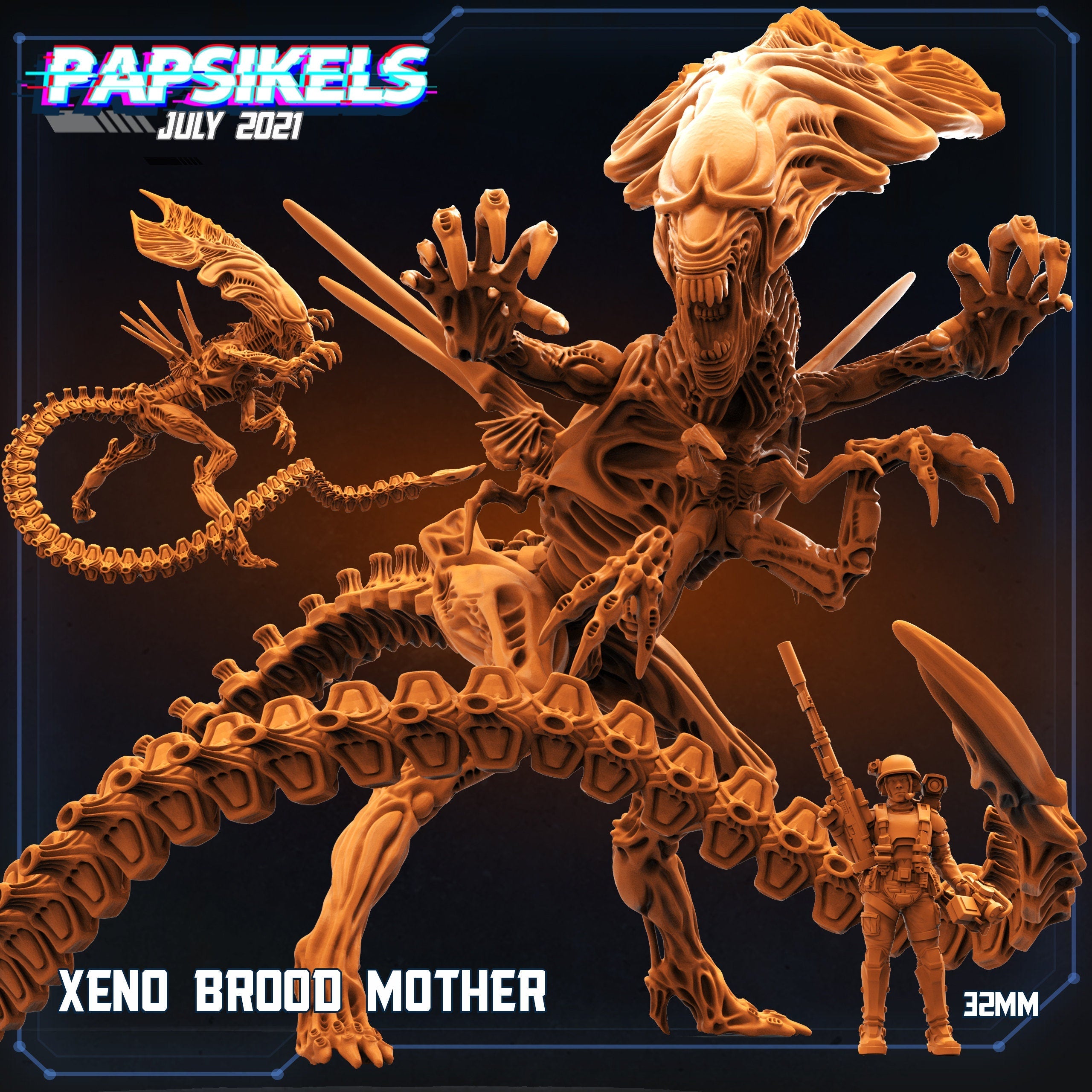 Xenomorph Xeno Brood Mother Resin Miniature for Sci-Fi Tabletop Gaming - Papsikels Alien Queen Figure