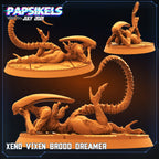 Xenomorphic Vixen Brood Dreamer Miniature: 32mm Papsikels Alien Figure for RPG & Tabletop Gaming