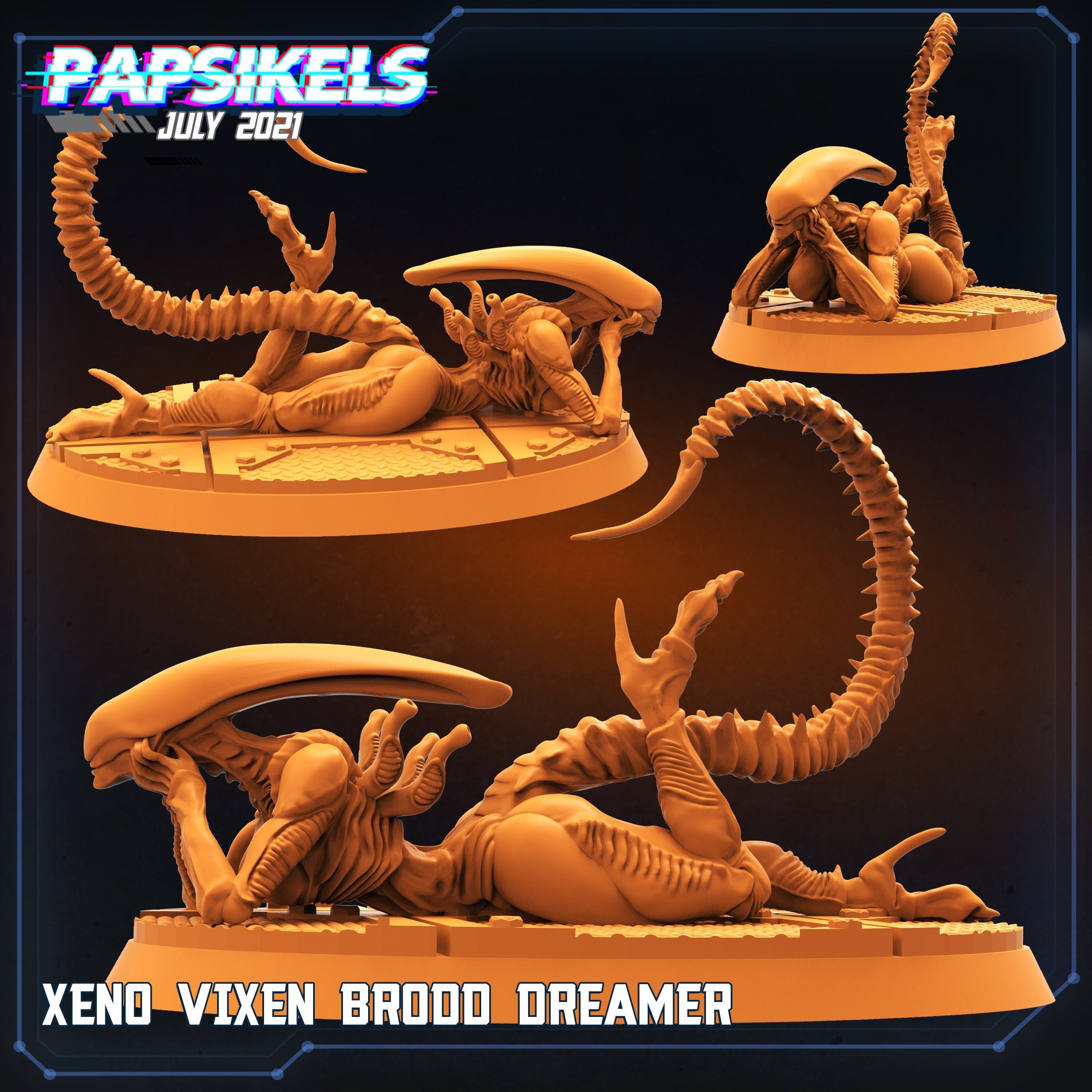 Xenomorphic Vixen Brood Dreamer Miniature: 32mm Papsikels Alien Figure for RPG & Tabletop Gaming