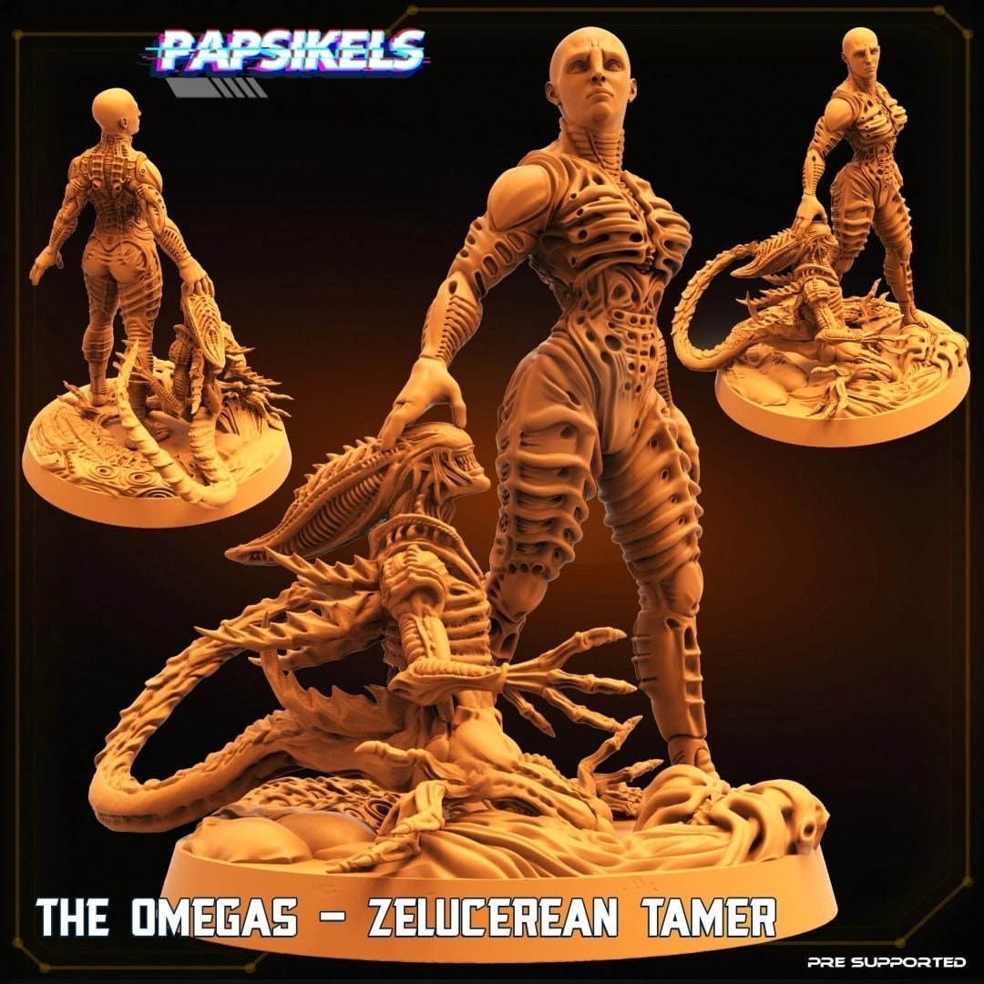 Zelucerean Tamer: Aliens vs Humans Resin Miniature - Omegas Series for Tabletop RPG (32mm)
