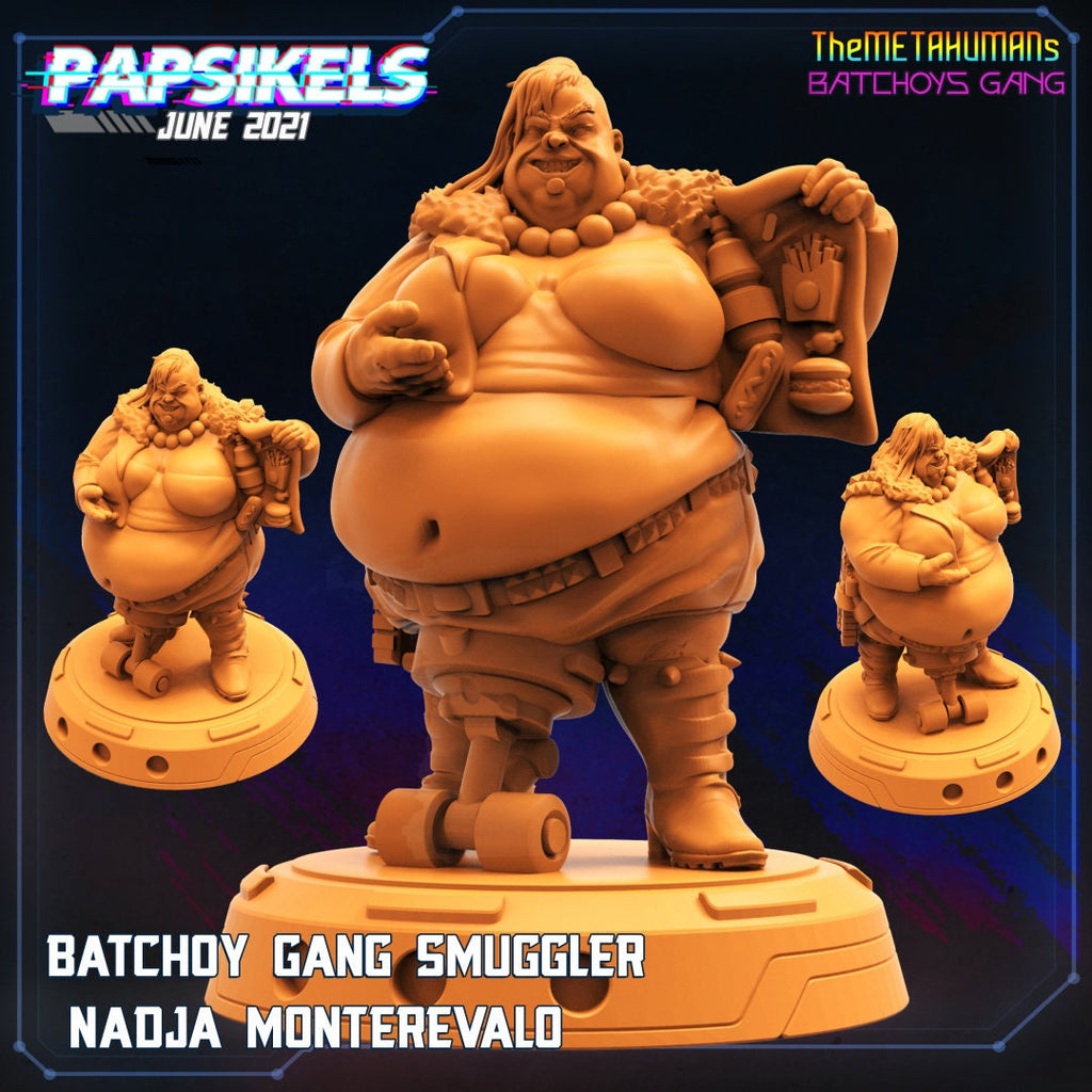 Cyberpunk Batchoy Gang Smuggler Nadja Monterevalo 32mm Miniature Figure for RPG and TTRPG Gaming