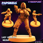 Cyberpunk Lady Upholder Milena 32mm Miniature - Futuristic Law Enforcer Figure for RPG and Tabletop Gaming