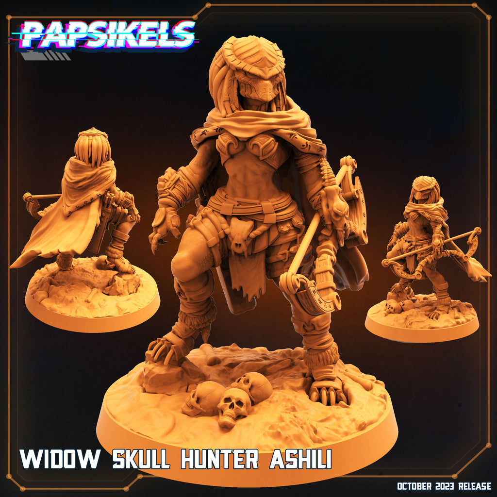 Widow Skull Hunter Ashili: 32mm Resin Miniature for One Page Rules Tabletop RPG Army