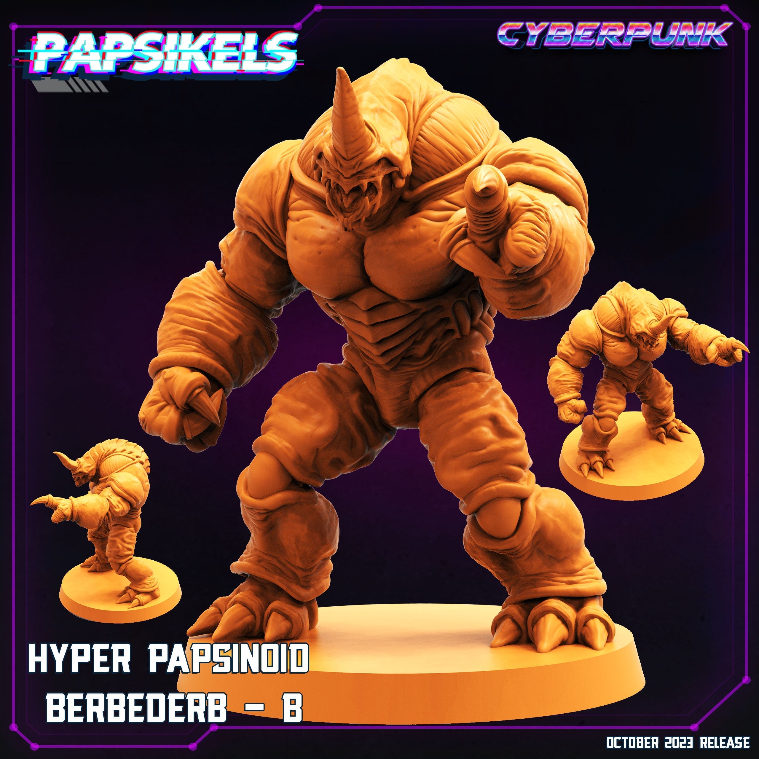 Cyberpunk Hyper Papsinoid Berbederb (Guyver) 32mm Miniature for RPG, Anime-Inspired Tabletop Gaming