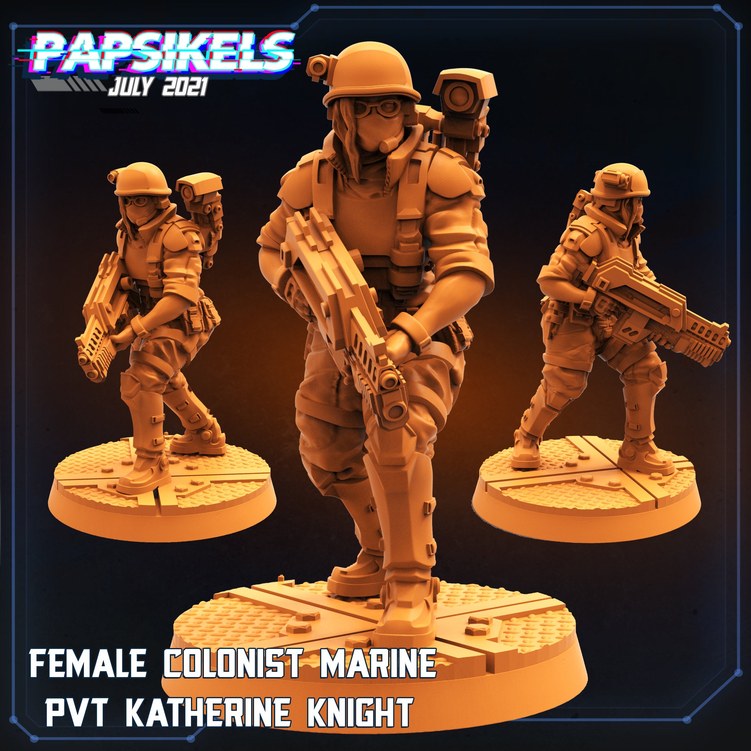 Sci-Fi 32mm Female Colonist Marine Miniature - Katherine Knight for Aliens vs Humans Tabletop Gaming
