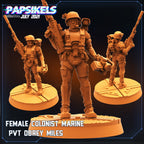 32mm Female Colonial Marine Miniature: Pvt. Obrey Miles - Aliens vs Humans Sci-Fi Tabletop Gaming Figure