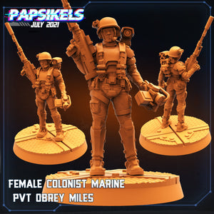 32mm Female Colonial Marine Miniature: Pvt. Obrey Miles - Aliens vs Humans Sci-Fi Tabletop Gaming Figure