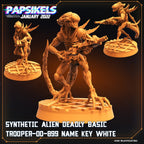 Alien vs Humans Fran Nine Team Synth Miniatures - Sci-Fi RPG Tabletop Gaming Figures by Papsikels