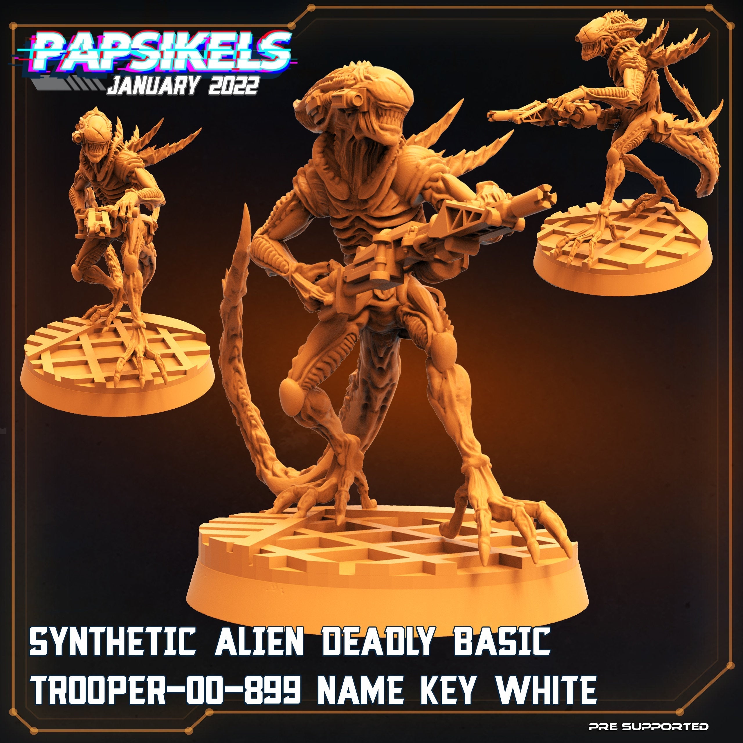 Alien vs Humans Fran Nine Team Synth Miniatures - Sci-Fi RPG Tabletop Gaming Figures by Papsikels