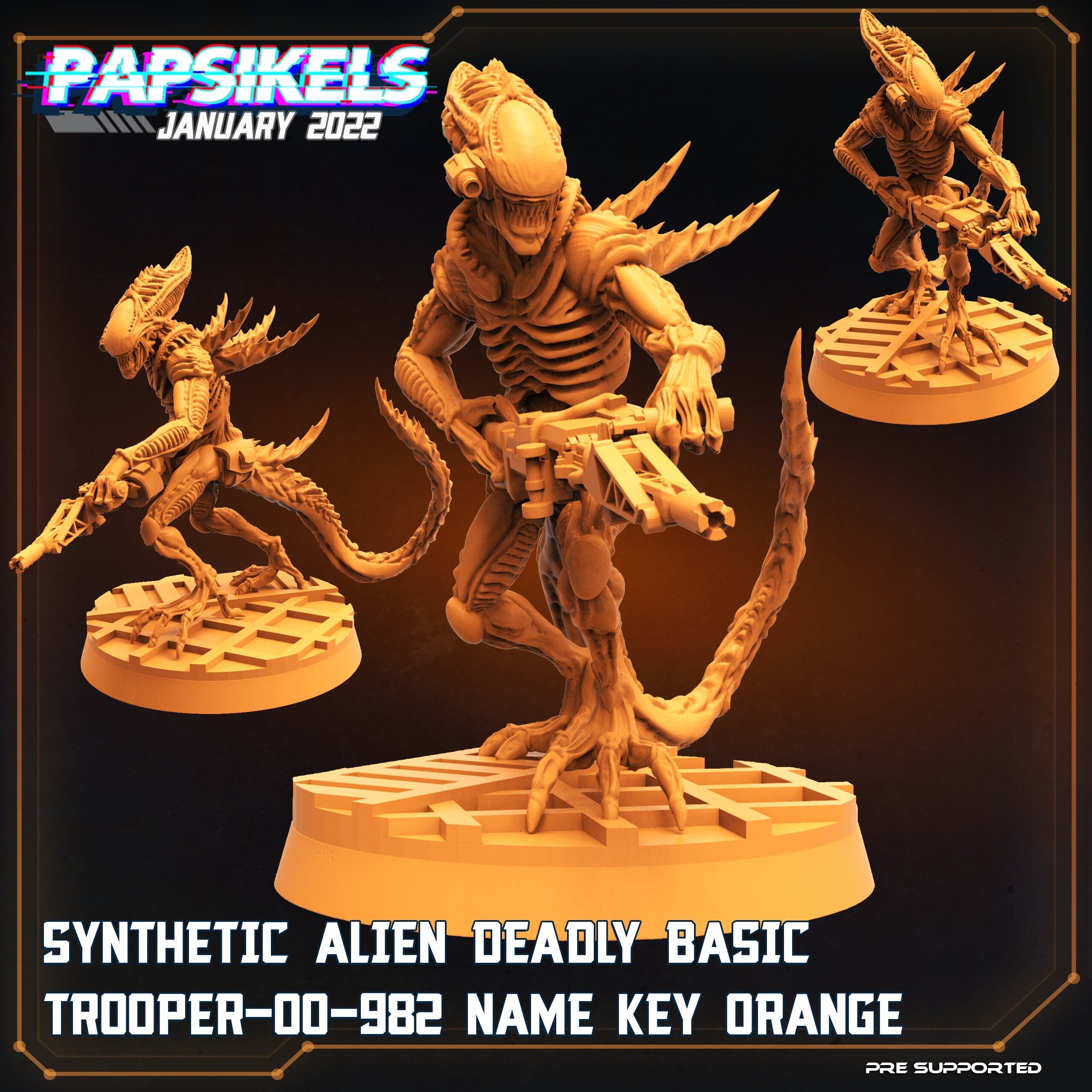 Alien vs Humans Fran Nine Team Synth Miniatures - Sci-Fi RPG Tabletop Gaming Figures by Papsikels