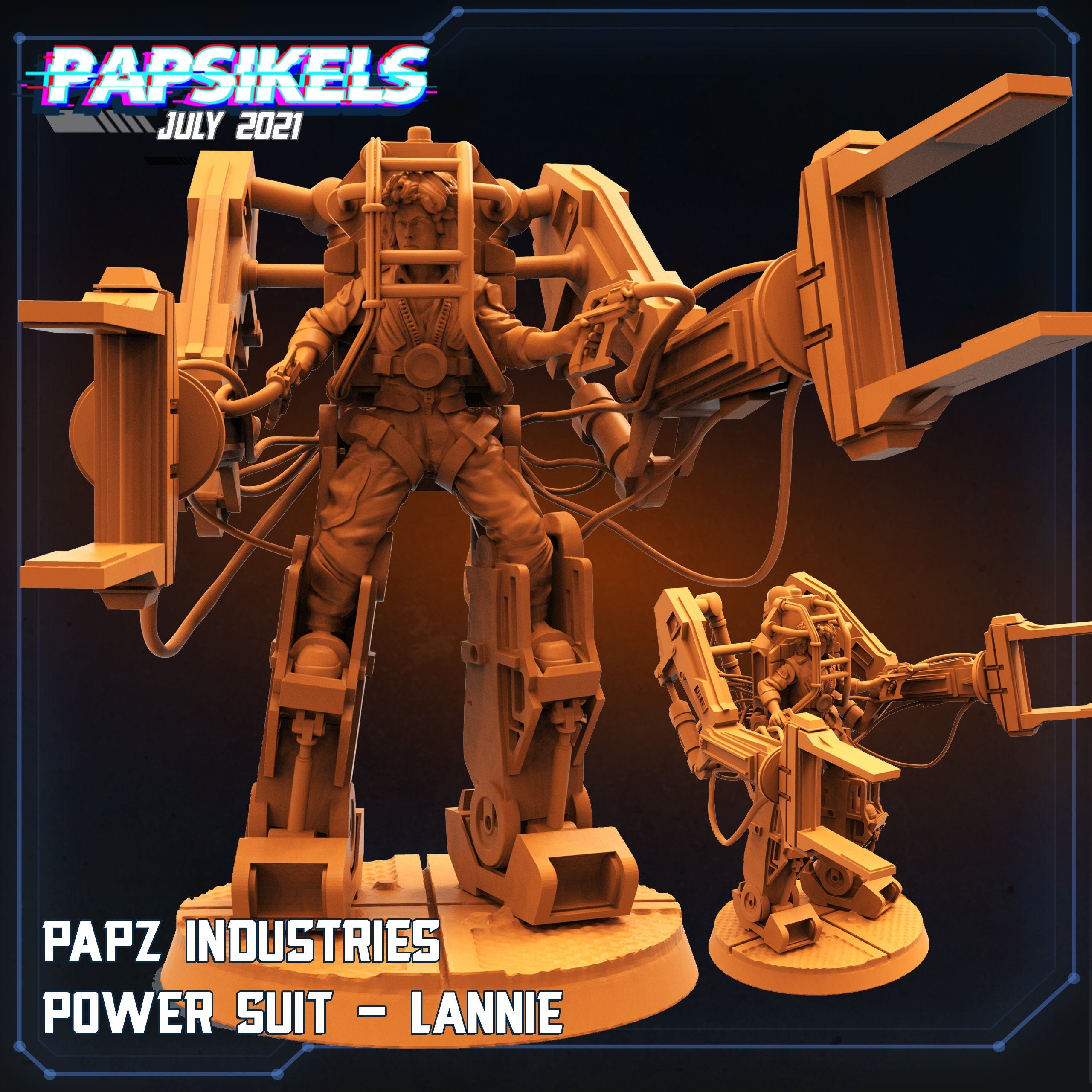 Aliens vs Humans: Papz Industries Power Suit - Lannie Powerloader Resin Miniature for TTRPG Gaming