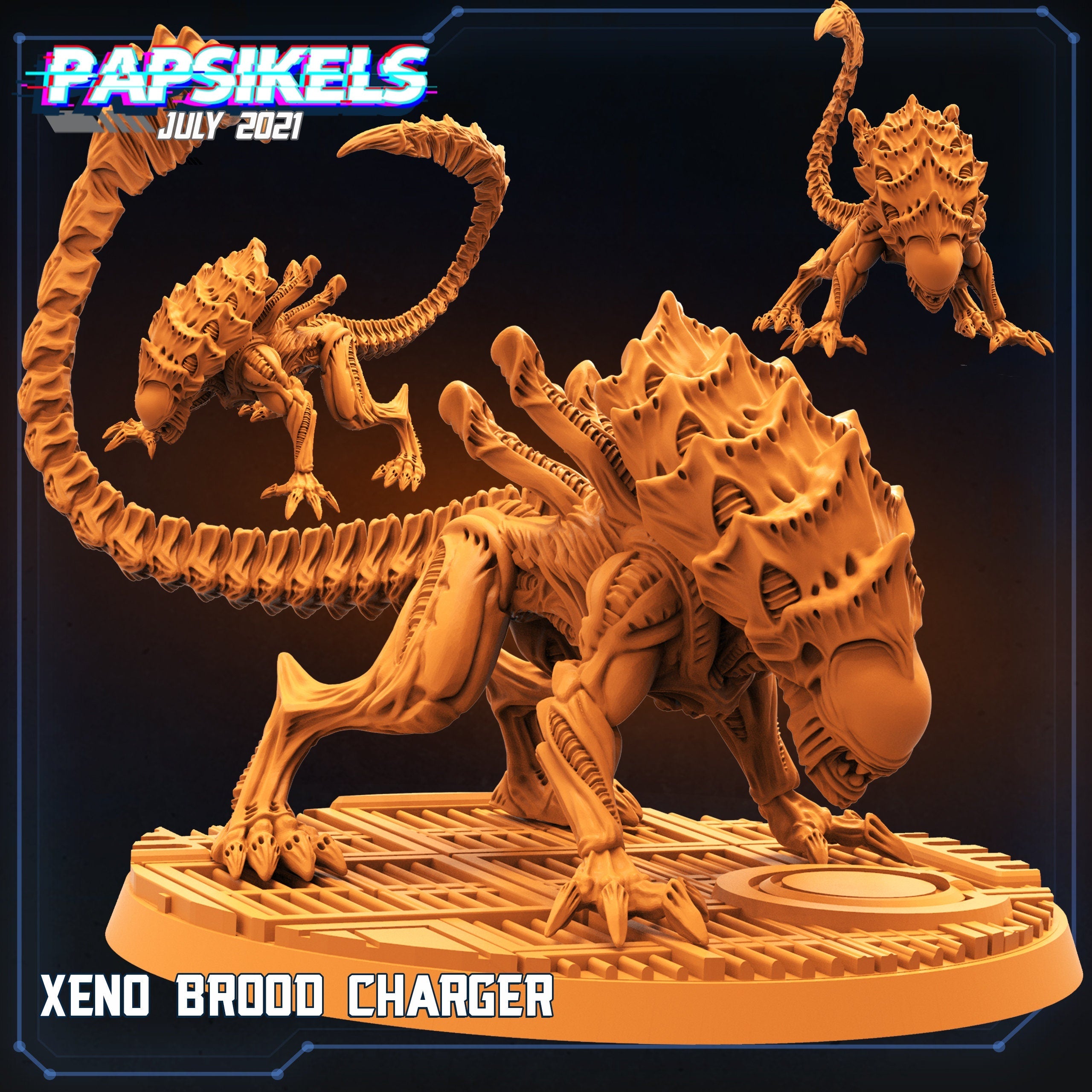 Xenomorph Xeno Brood Charger Miniature - 32mm Papsikels Alien RPG Figure for Tabletop Gaming