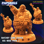 Cyberpunk Batchoy Gang Leader Big Boss Papa J Miniature - 32mm Scale RPG Figure for TTRPG Games