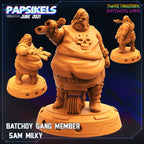 Cyberpunk Batchoy Gang Member Sam Milky - 32mm Papsikels RPG Miniature for Tabletop Gaming