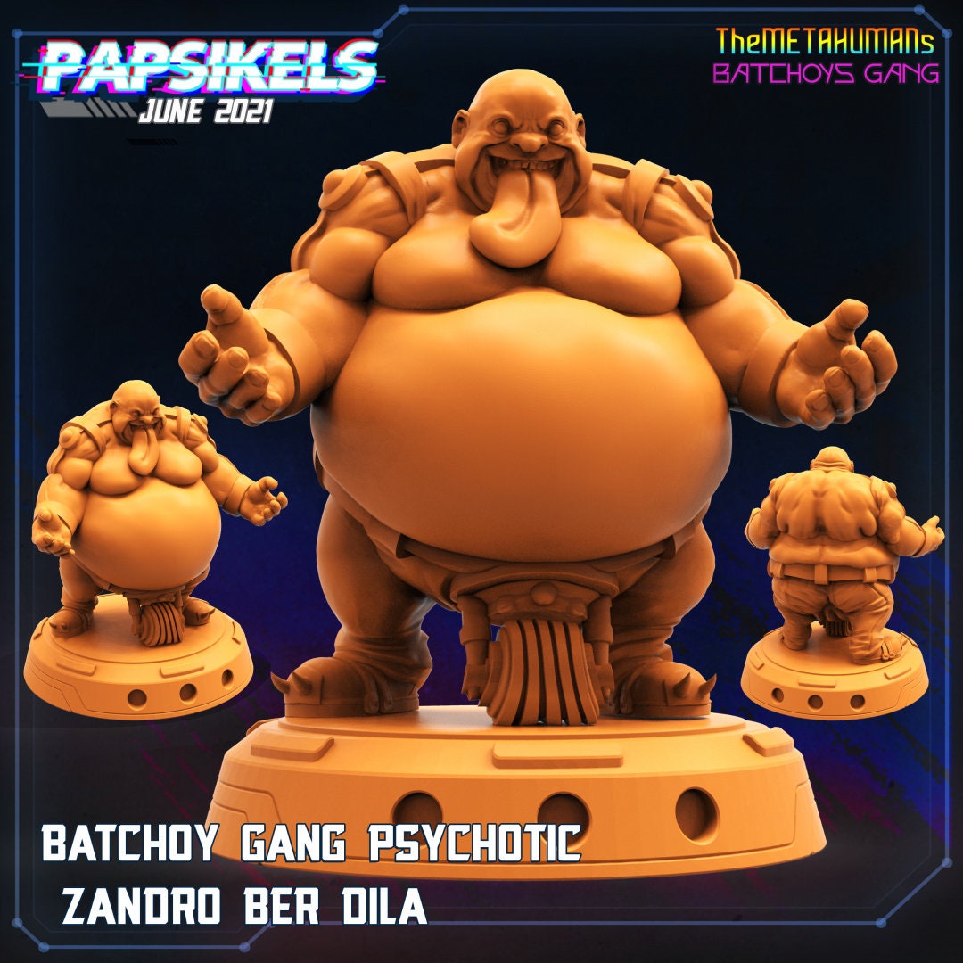 Cyberpunk Batchoy Gang Miniature: Psychotic Zandro Ber Dila 32mm RPG Figure by Papsikels